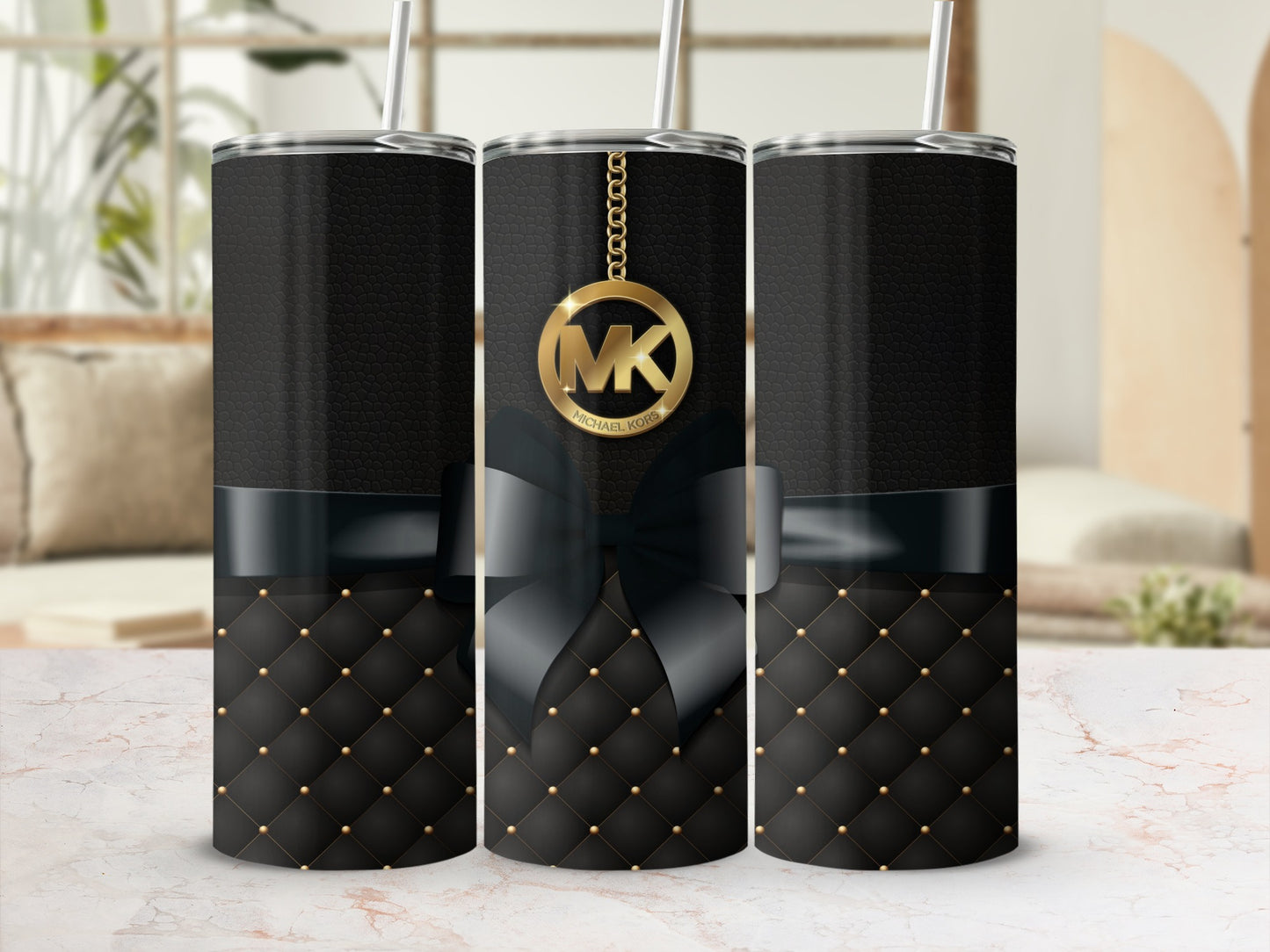 Elegant Designer Black Tumbler with Bow Accent