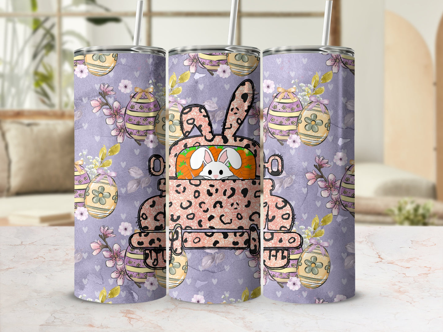 Easter Bunny Truck Leopard Print Eggs Spring Purple Hearts product type
