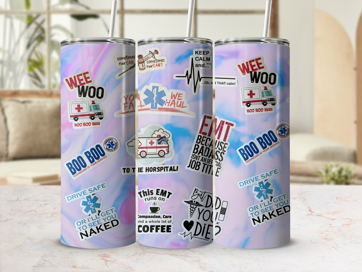 EMT Themed Insulated Travel Tumbler with Medical Humor