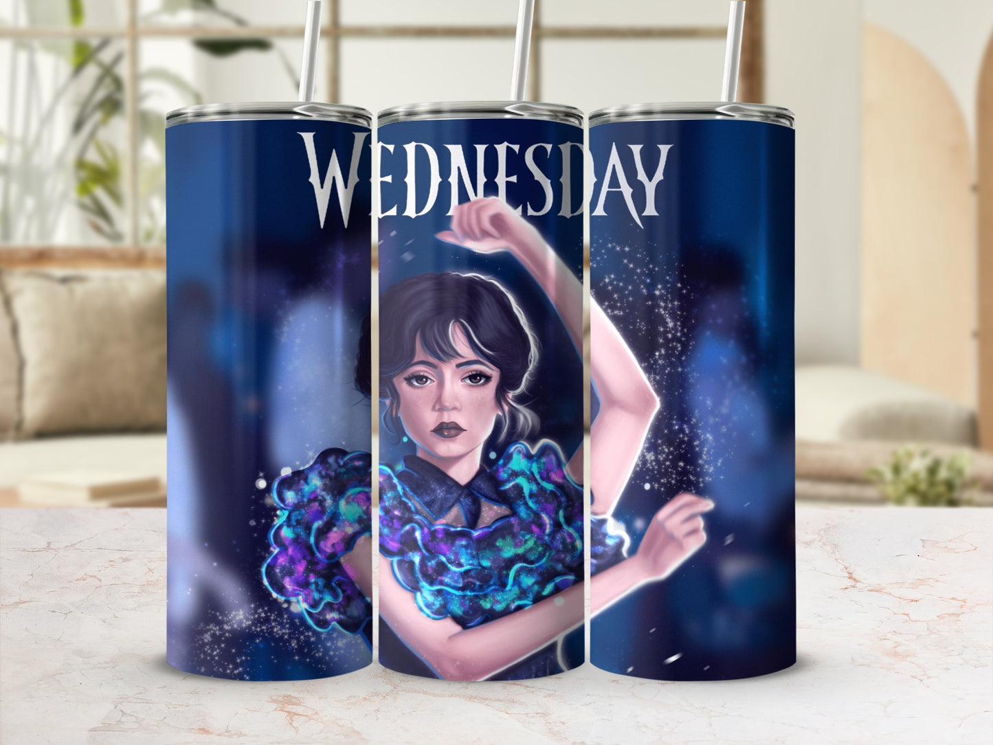 Wednesday Character Blue Themed Tumbler Product