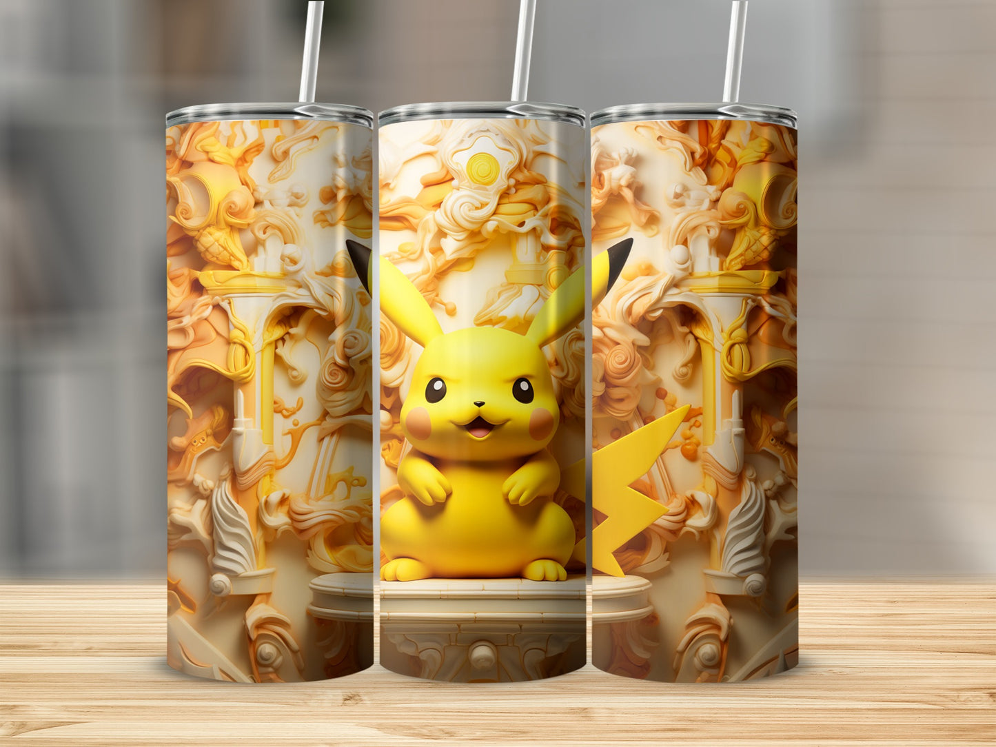 Pokemon Pikachu Custom Design Tumbler Flask Fun Gift