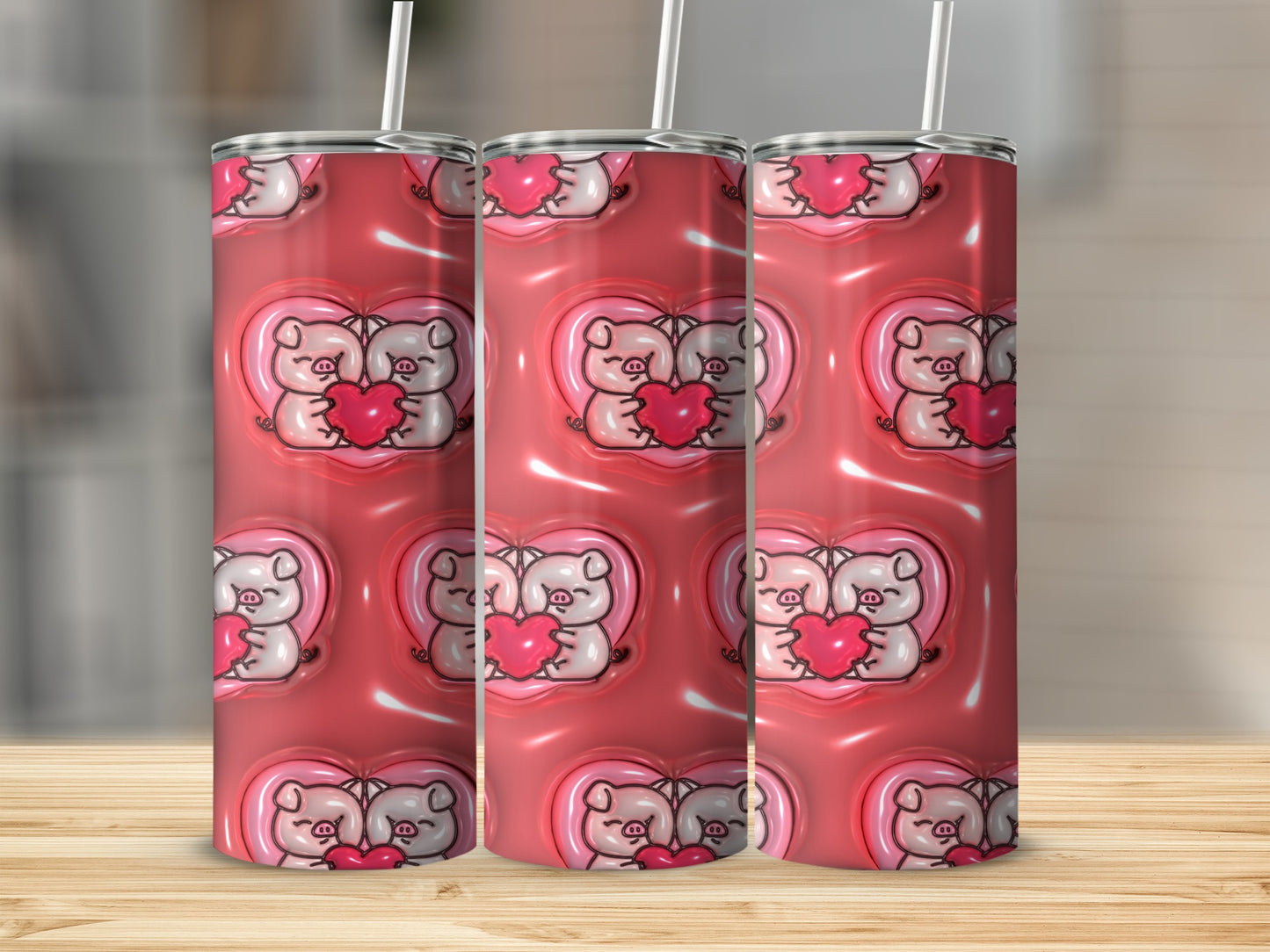 Adorable Teddy Bears Holding Hearts Tumbler Product