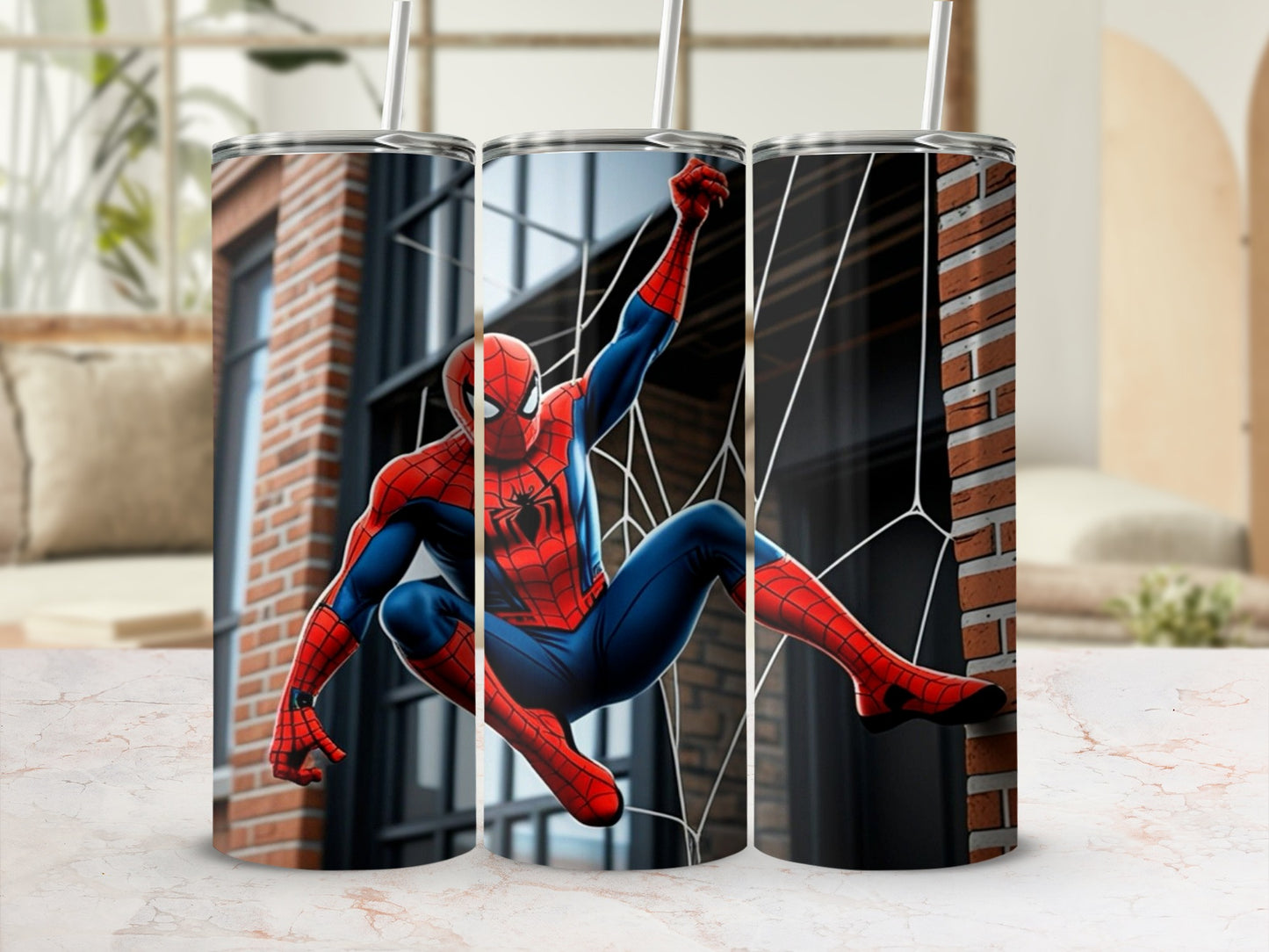 Spider-Man Inspired Tumbler with Web Design Drinkware
