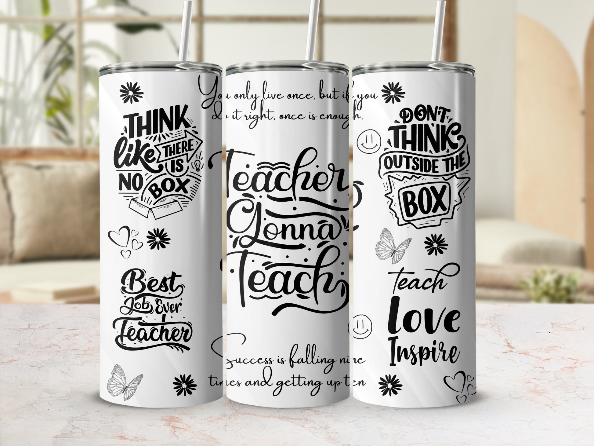 Inspirational Teacher Themed Stainless Steel Tumbler