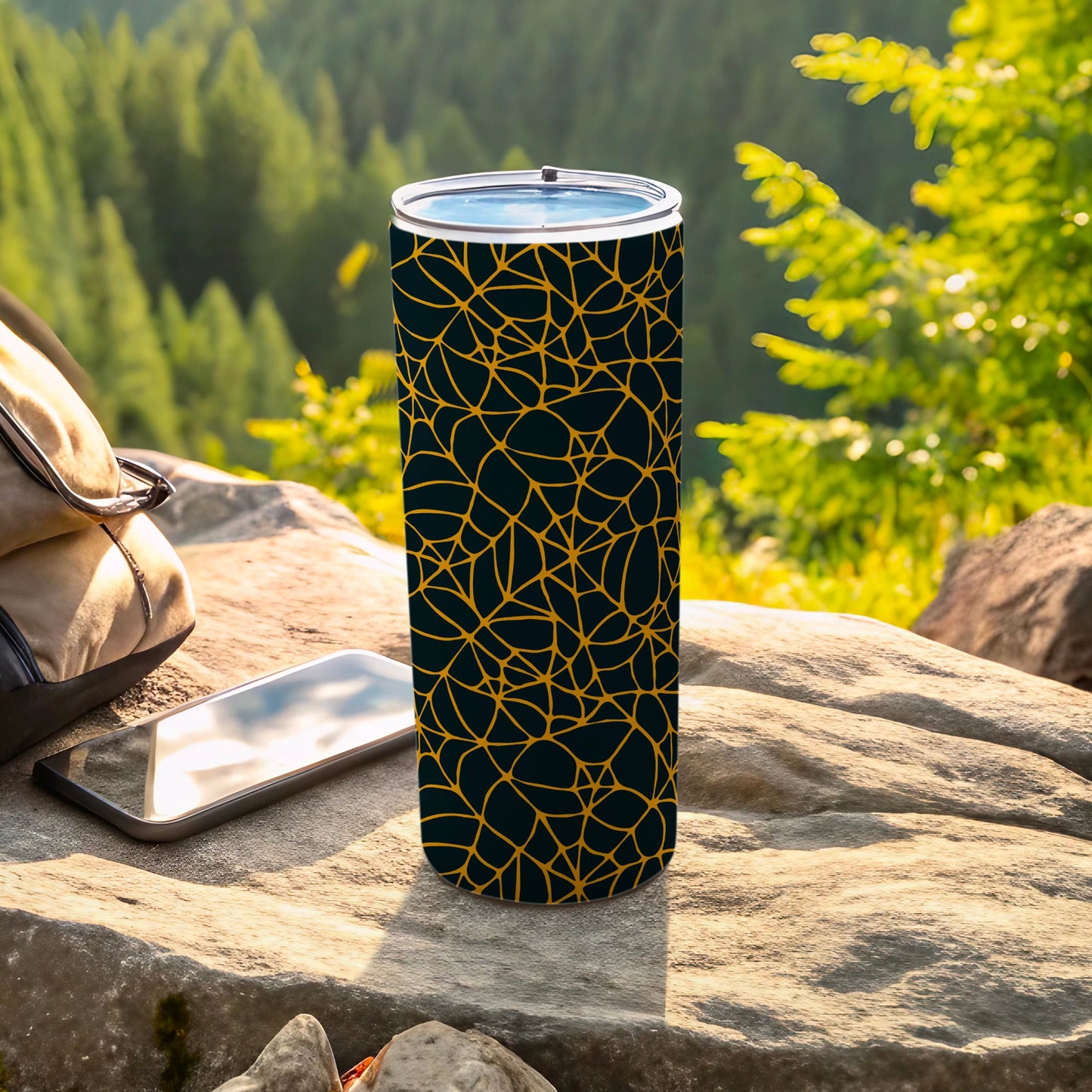 Black Gold Irregular Grid Pattern Tumbler product type
