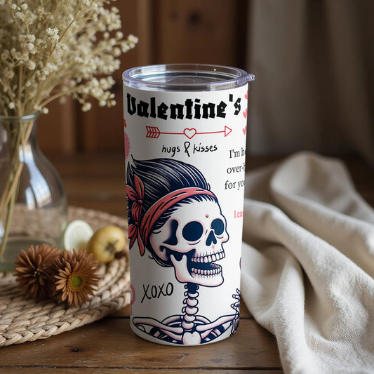 Valentine's Hugs and Kisses Skull Design Tumbler