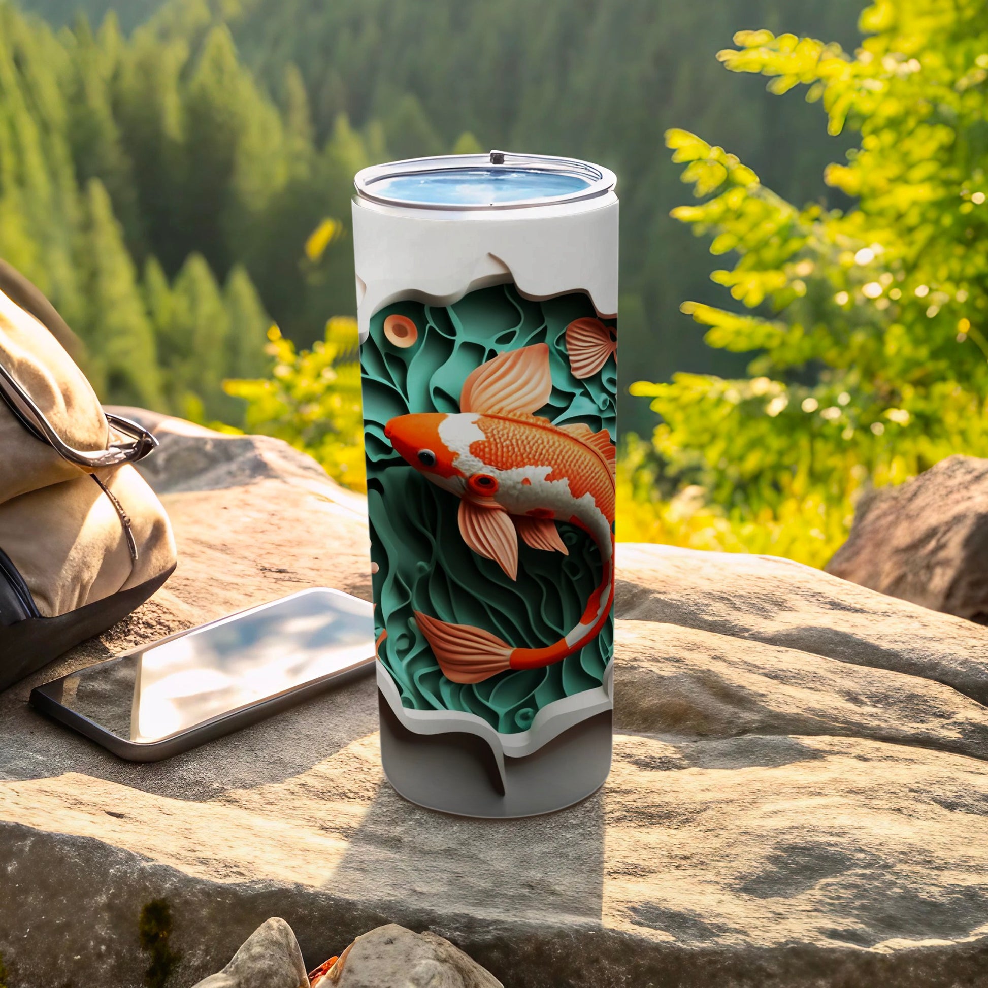 Colorful Koi Fish Design Insulated Tumbler Cup