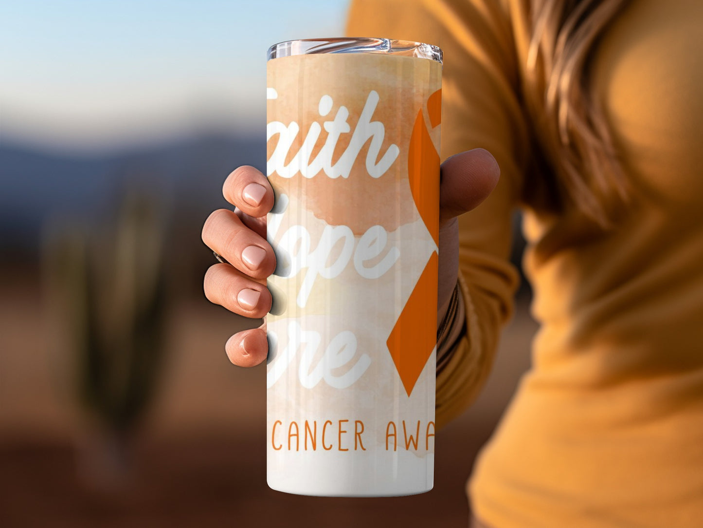 Faith Hope Love Cancer Awareness tumbler