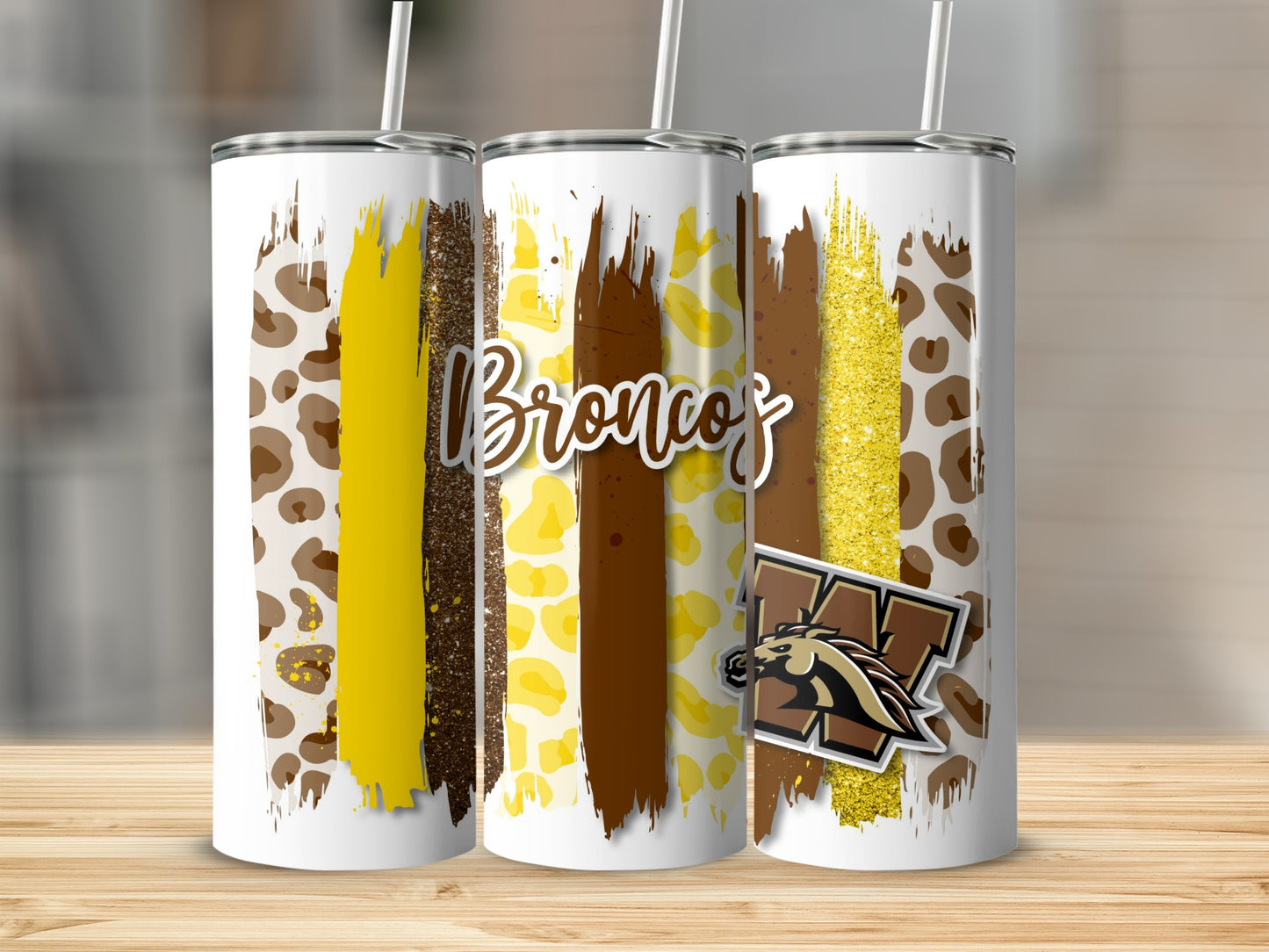 Broncos Logo Leopard Animal Print Gold Stripes Brush Tumblers
