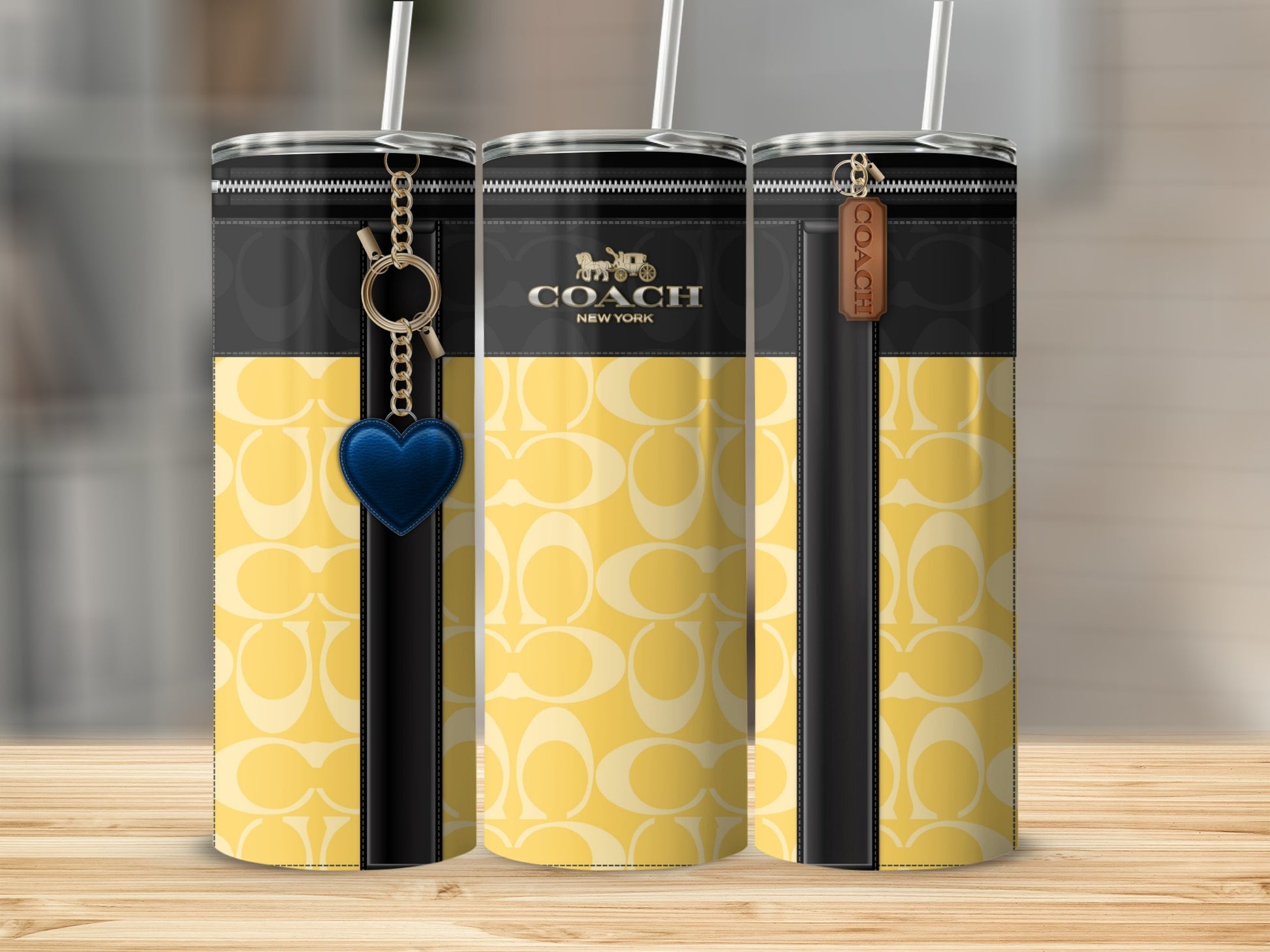 Stylish Yellow and Black Designer Tumbler for Beverages
