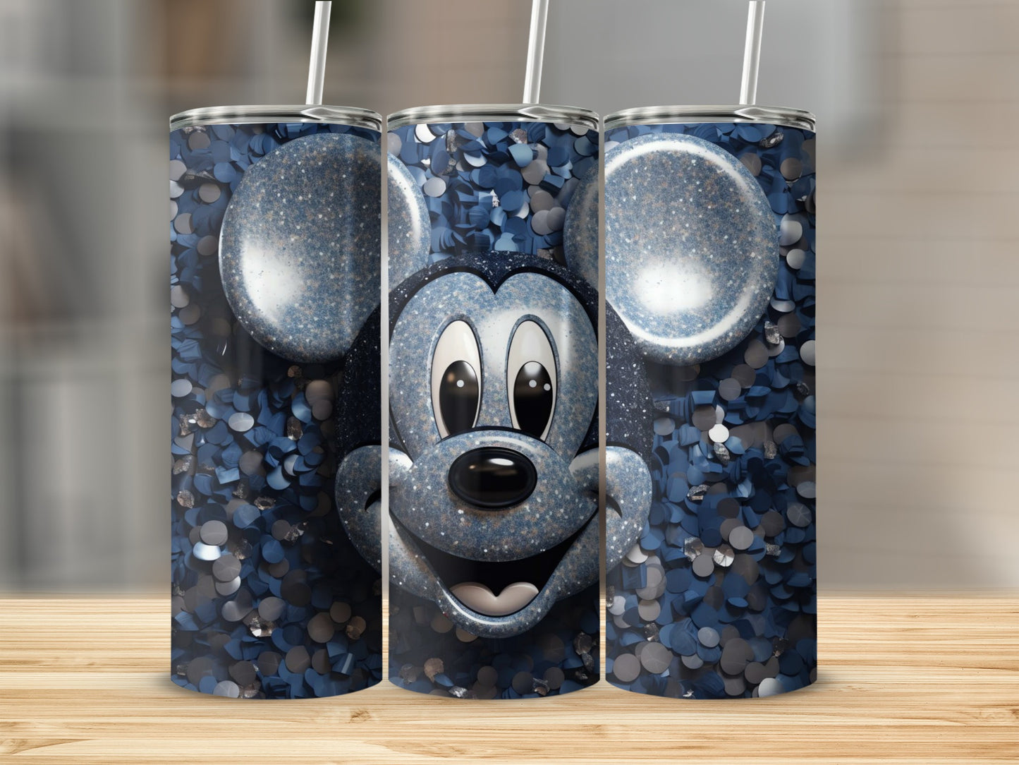 Sparkling Cartoon Inspired Blue Confetti Tumbler