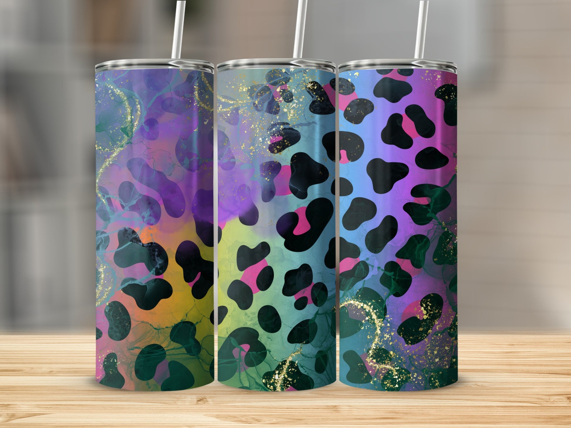 Colorful Leopard Print Tumbler Cup Stainless Steel Flask