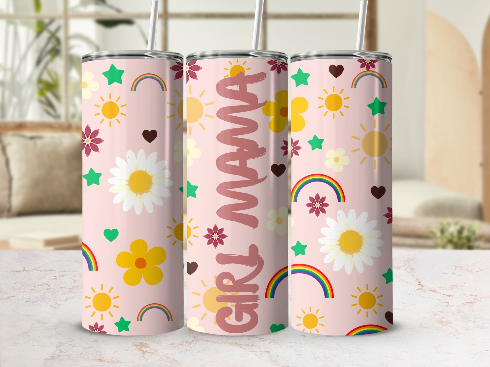 Girl Mama Floral and Rainbow Patterned Product