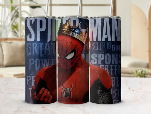 Spider Man Tumbler with Crown and Inspirational Text
