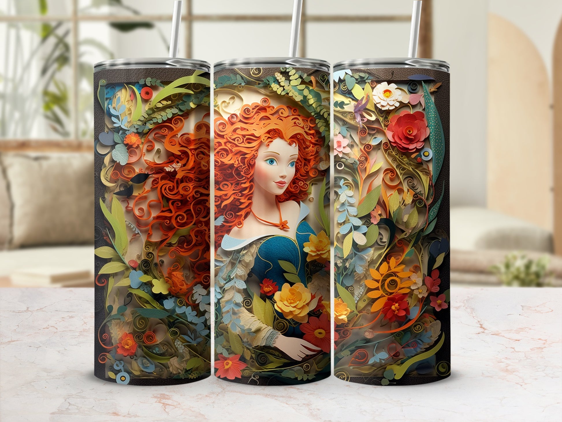 Whimsical Princess with Floral Design Tumbler