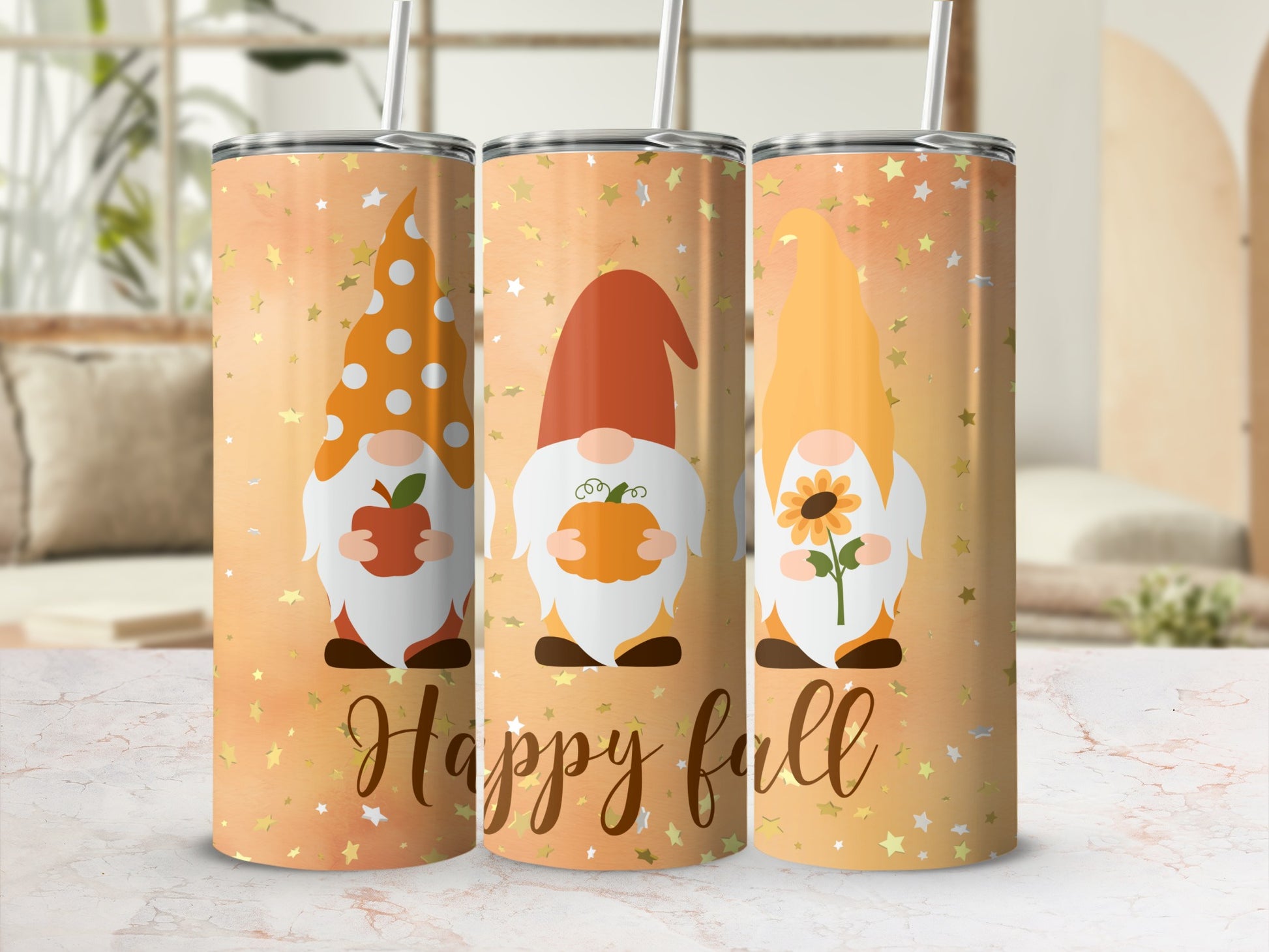 Happy Fall Gnome Design Tumbler 20oz Drinkware Cup