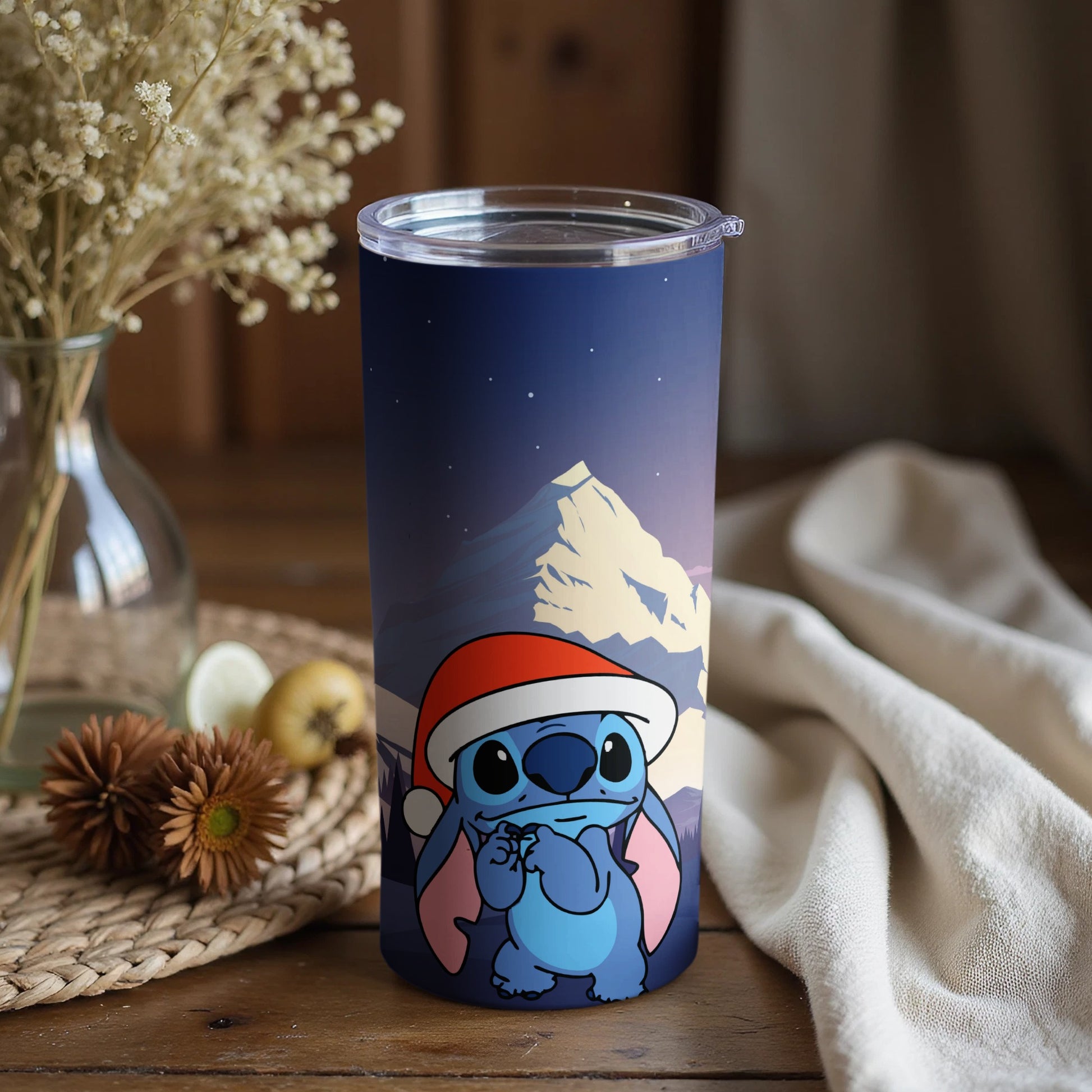 Cartoon Character with Santa Hat Design Tumbler
