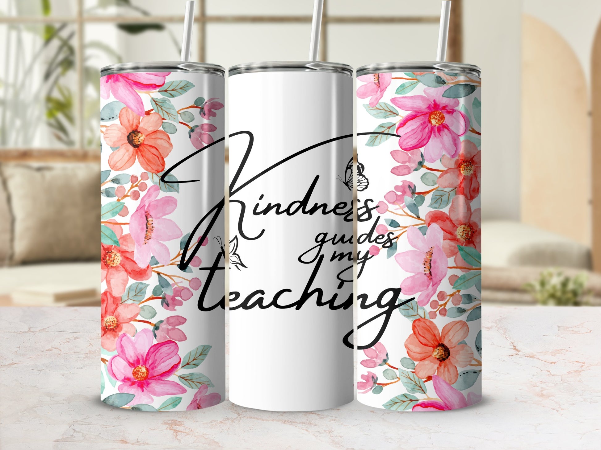 Kindness Guides My Teaching Floral Design Tumbler