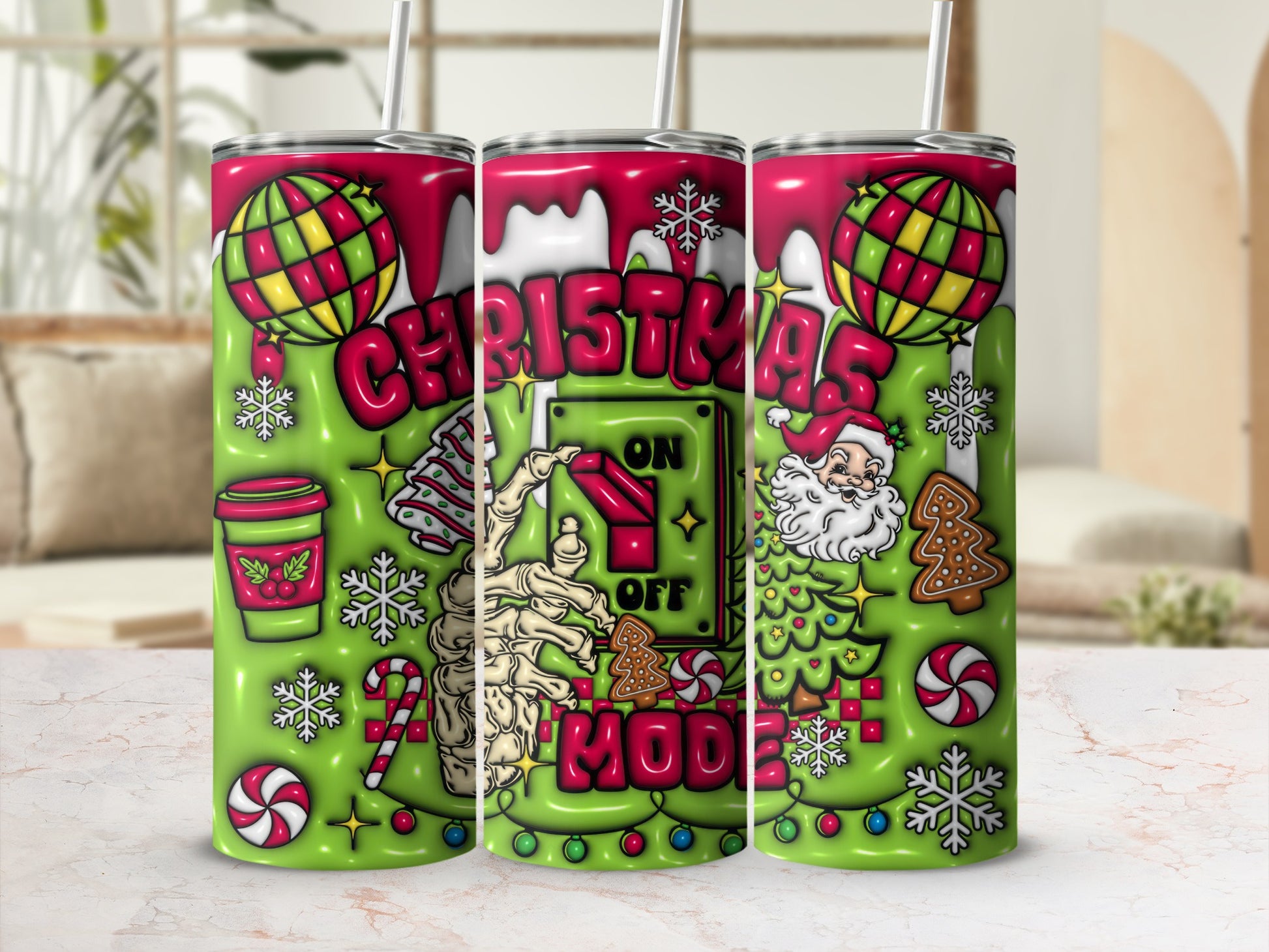 Christmas On Off Mode Festive Tumbler for Holiday Cheers