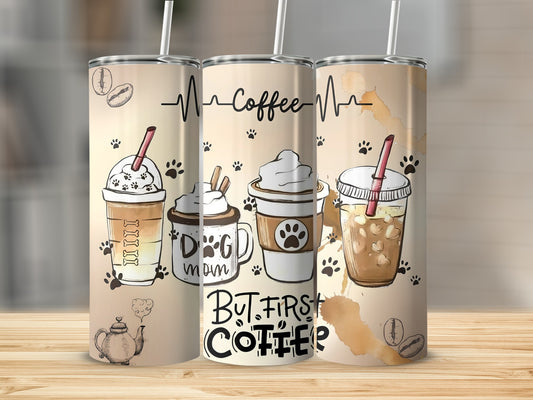 Dog Mom But First Coffee Tumbler Set for Coffee Lovers