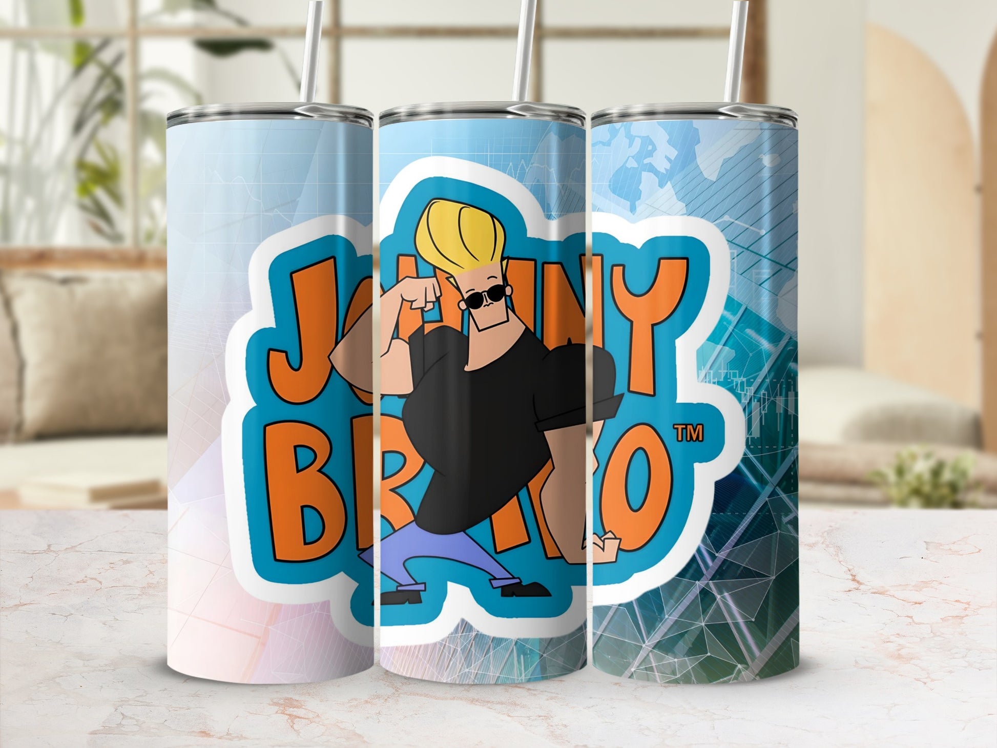 Johnny Bravo Colorful Graphic Insulated Tumbler Flask