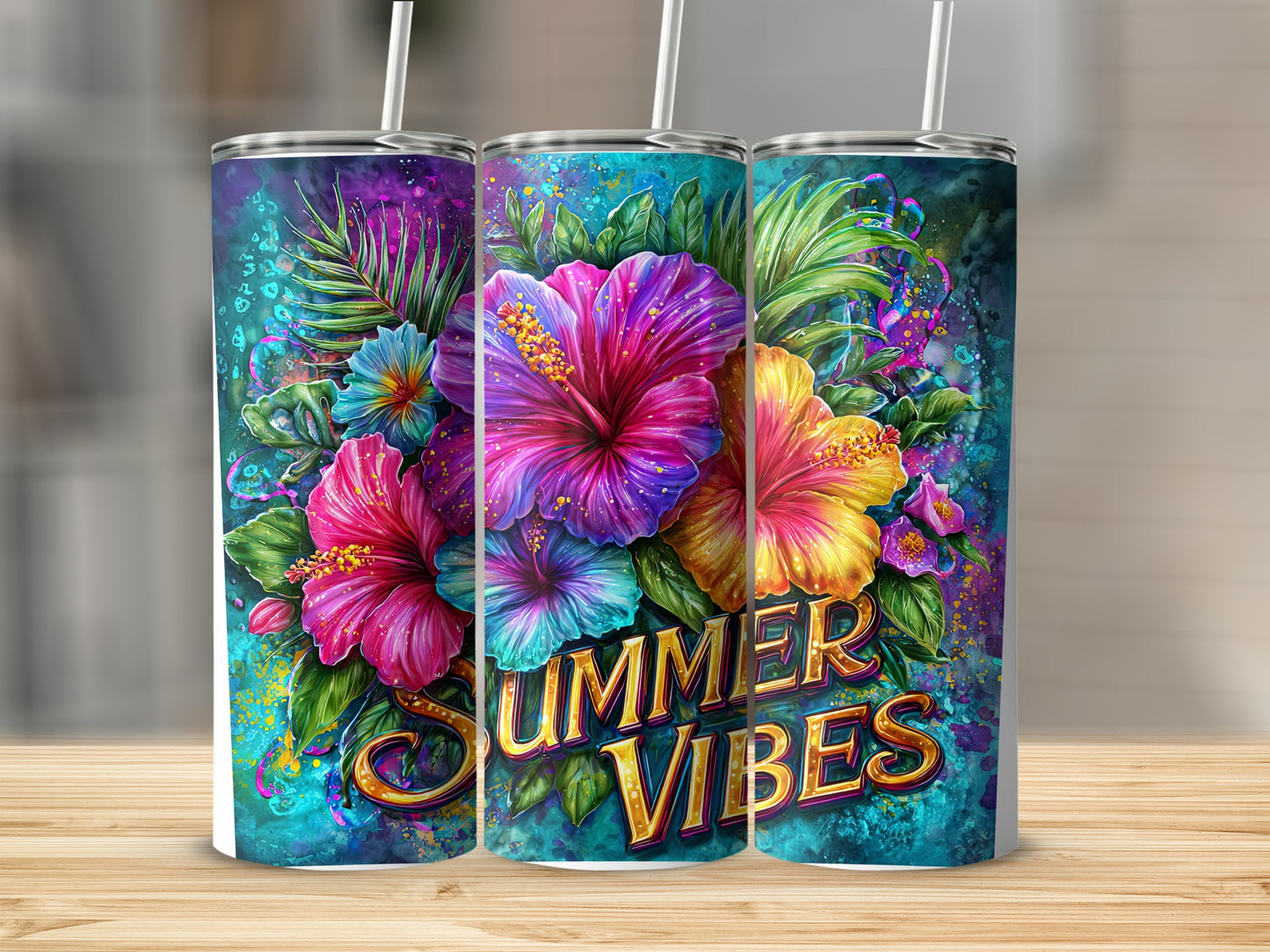 Vibrant Floral Design Summer Vibes Insulated Tumbler