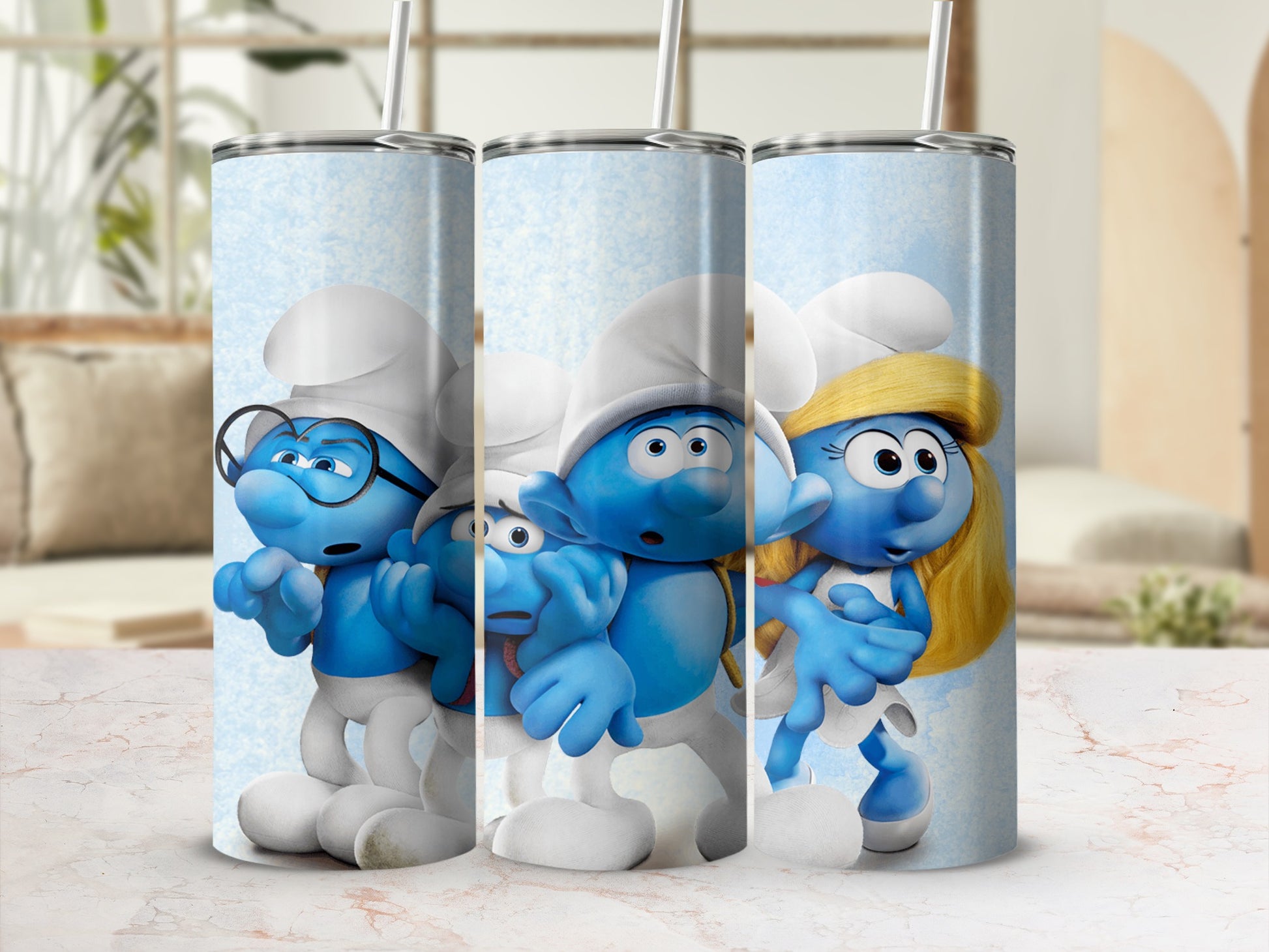 Fun Cartoon Themed Insulated Drink Tumbler with Straw