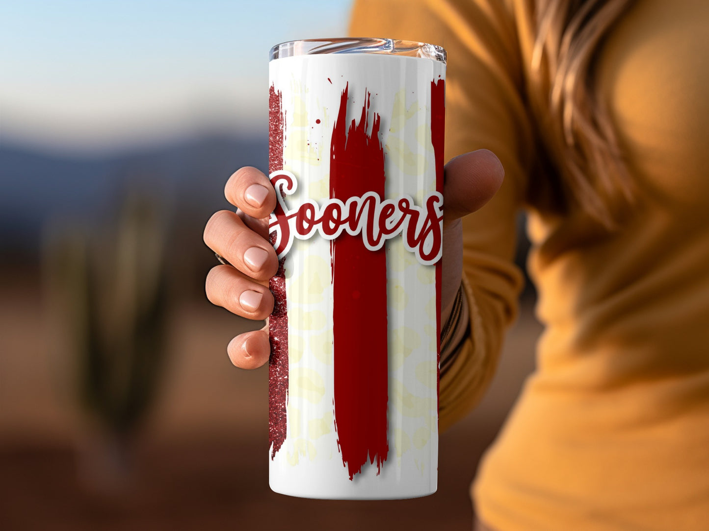 Oklahoma Sooners Brush Strokes Digital Design Tumblers