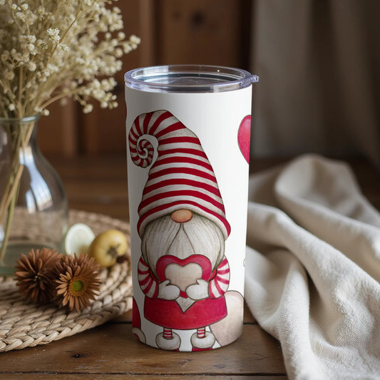 Cute Festive Gnome with Heart Design Tumbler
