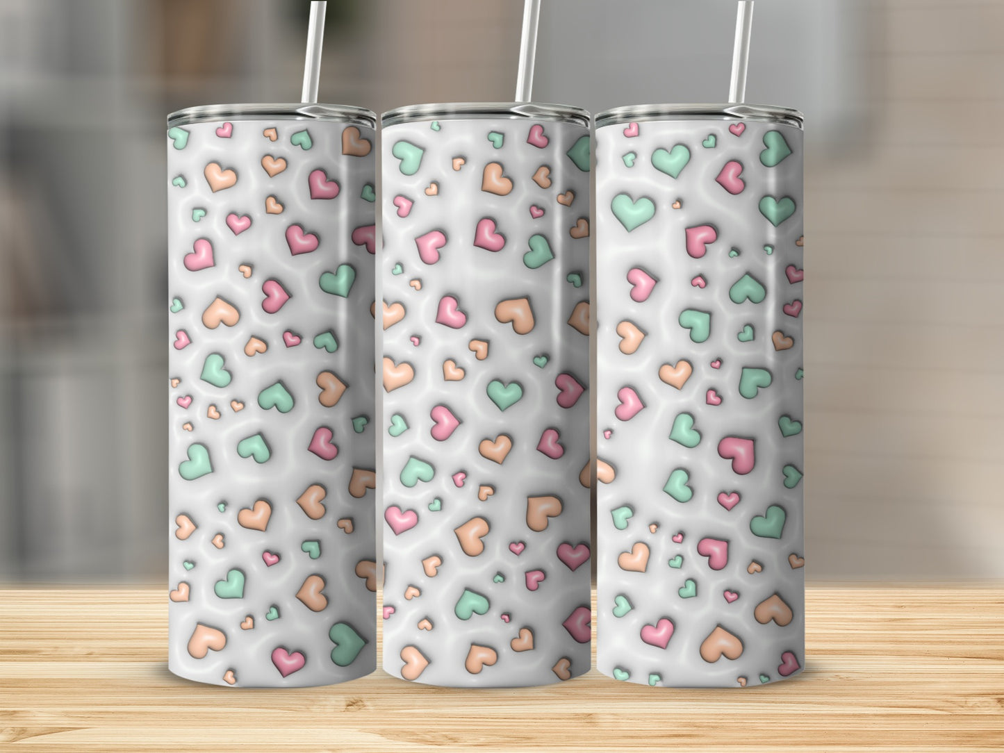 Colorful Heart Pattern Steel Tumbler for Any Occasion