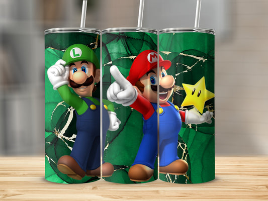 Mario and Luigi Green Drink Tumbler with Straw