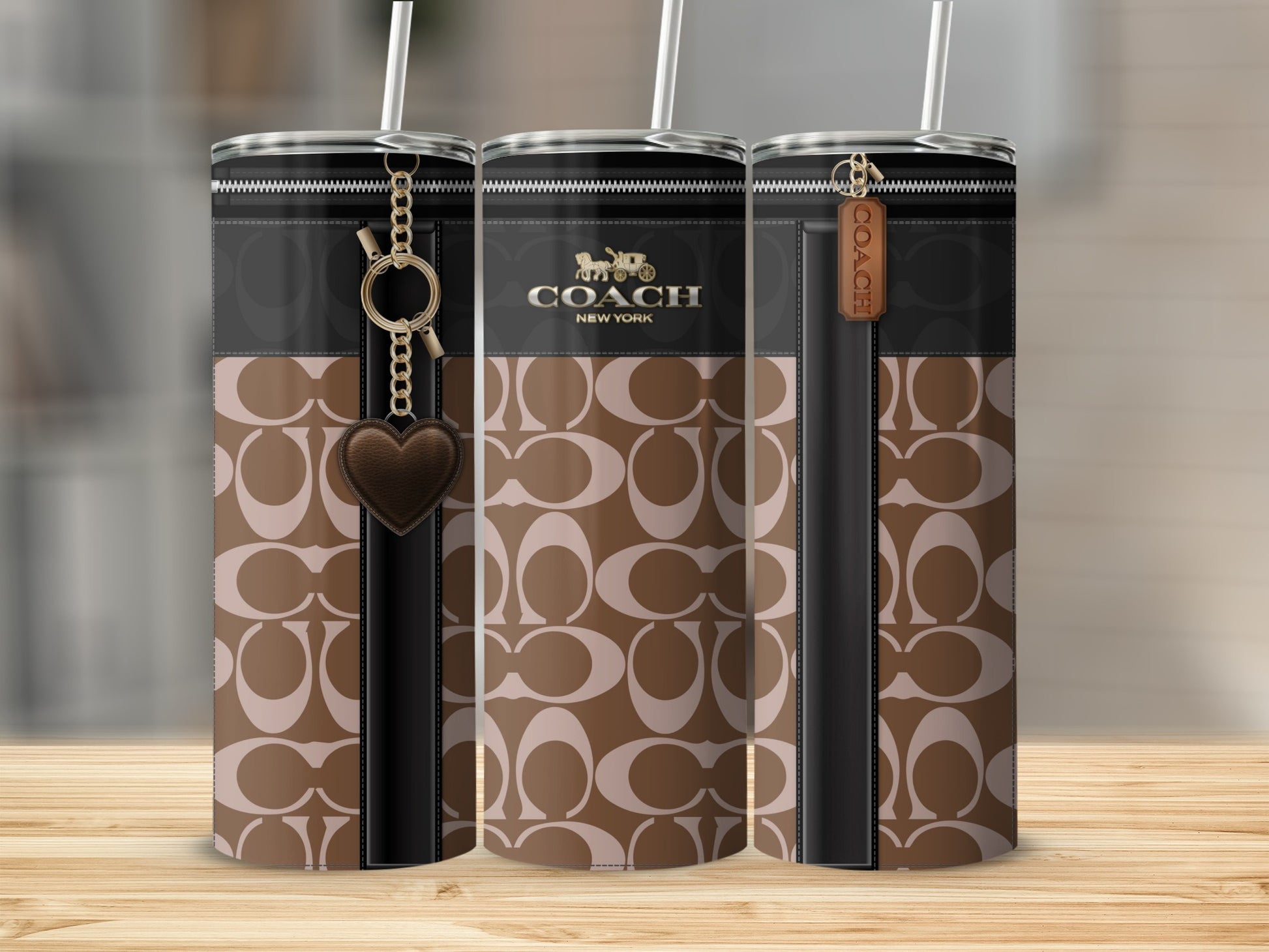 Coach New York Monogrammed Heart Charm Tumbler