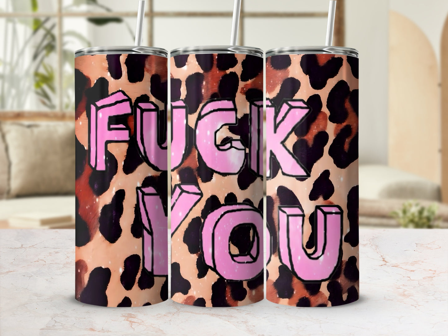 Leopard Print Tumbler with Bold Statement Design