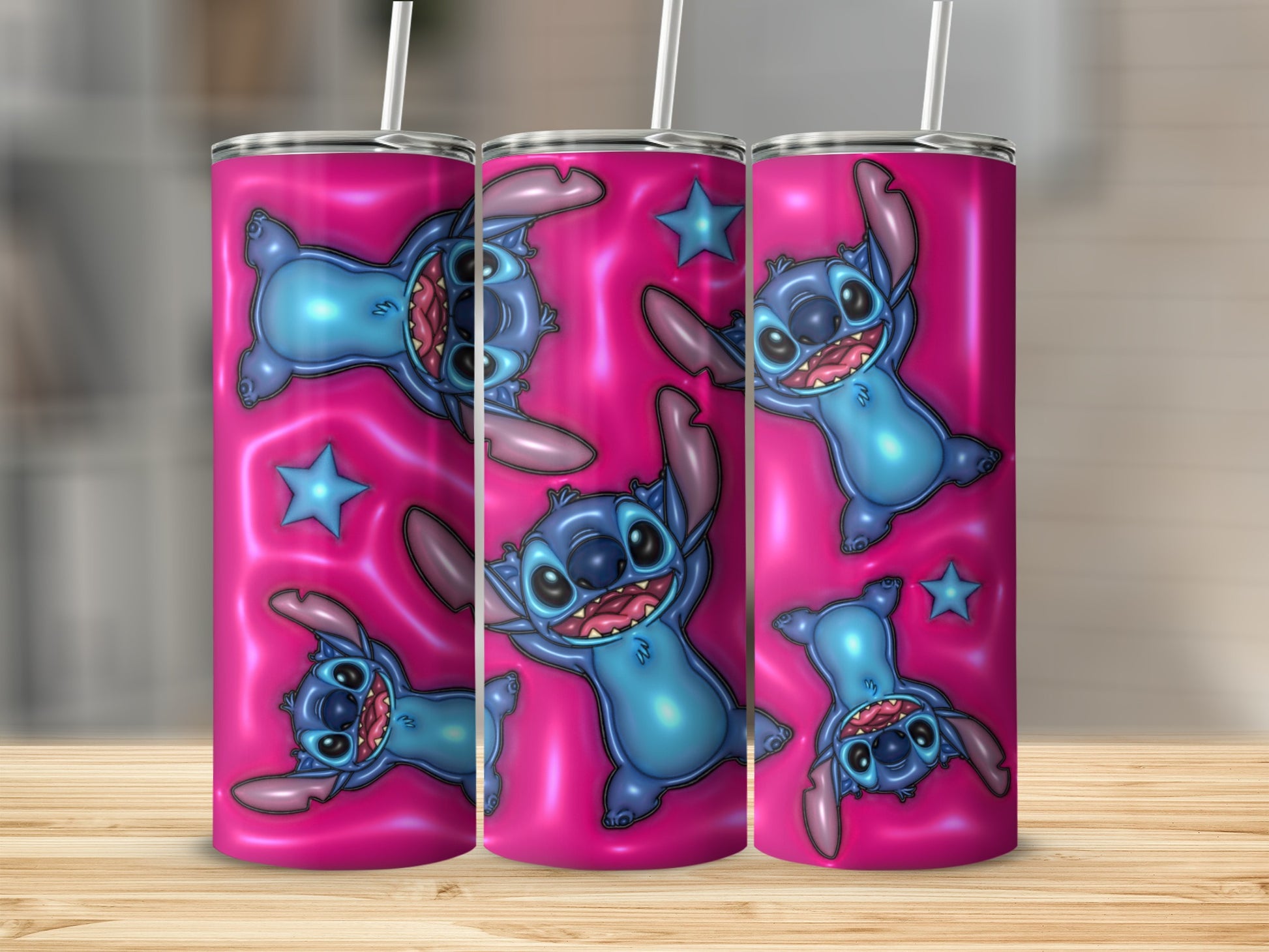 Cartoon Character Pattern on Pink Tumbler