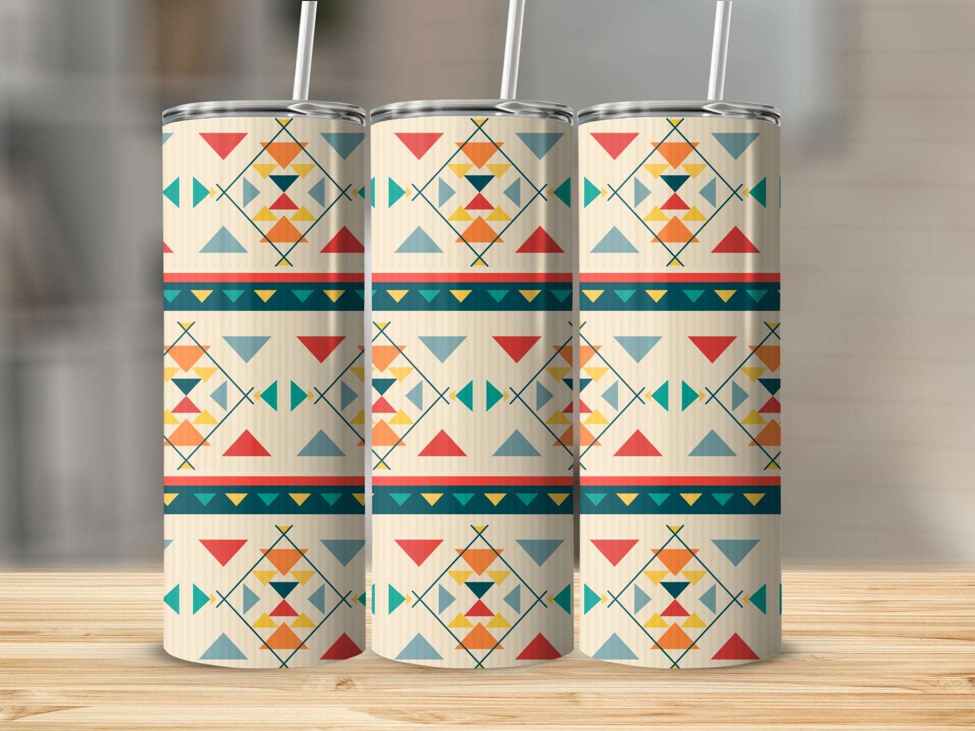 Colorful Geometric Patterns Stainless Steel Tumbler