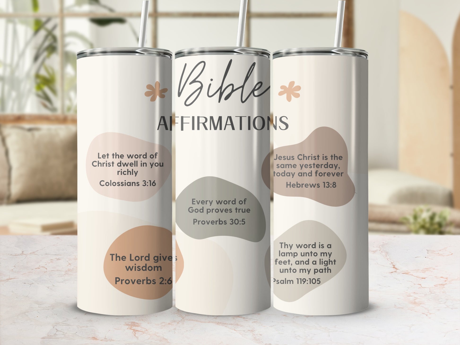 Bible Affirmations Tumblers with Inspiring Verses
