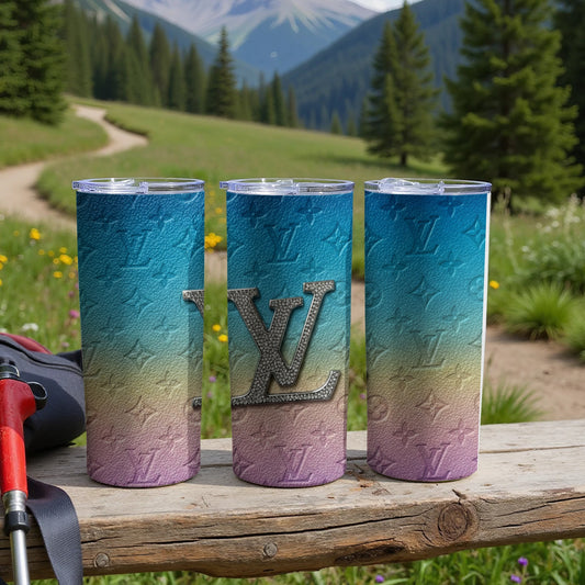Gradient Blue and Purple LV Tumbler Custom Travel Cup