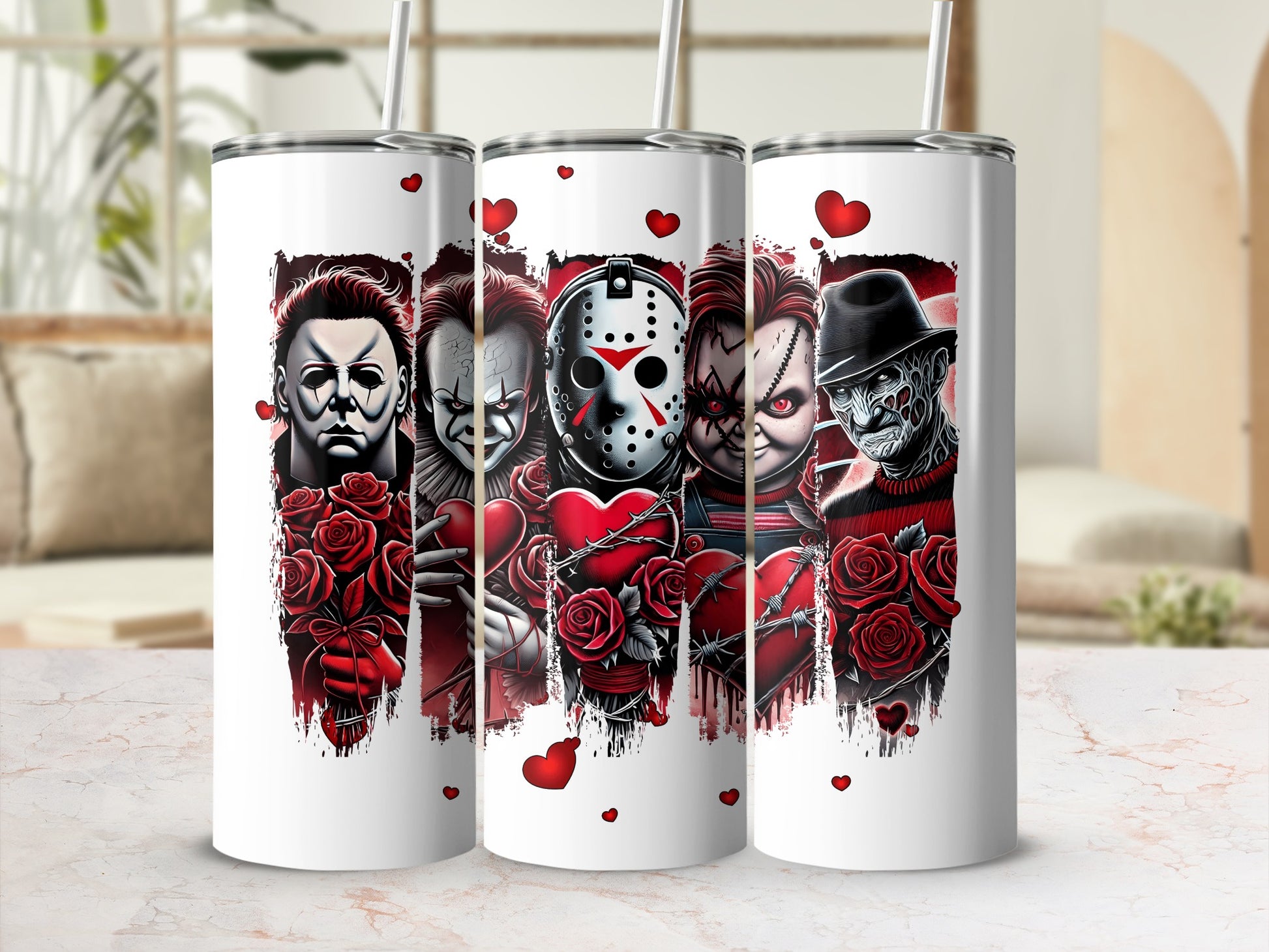 Slasher Villains Dark Hearts Roses Barbed Wire Tumbler product type