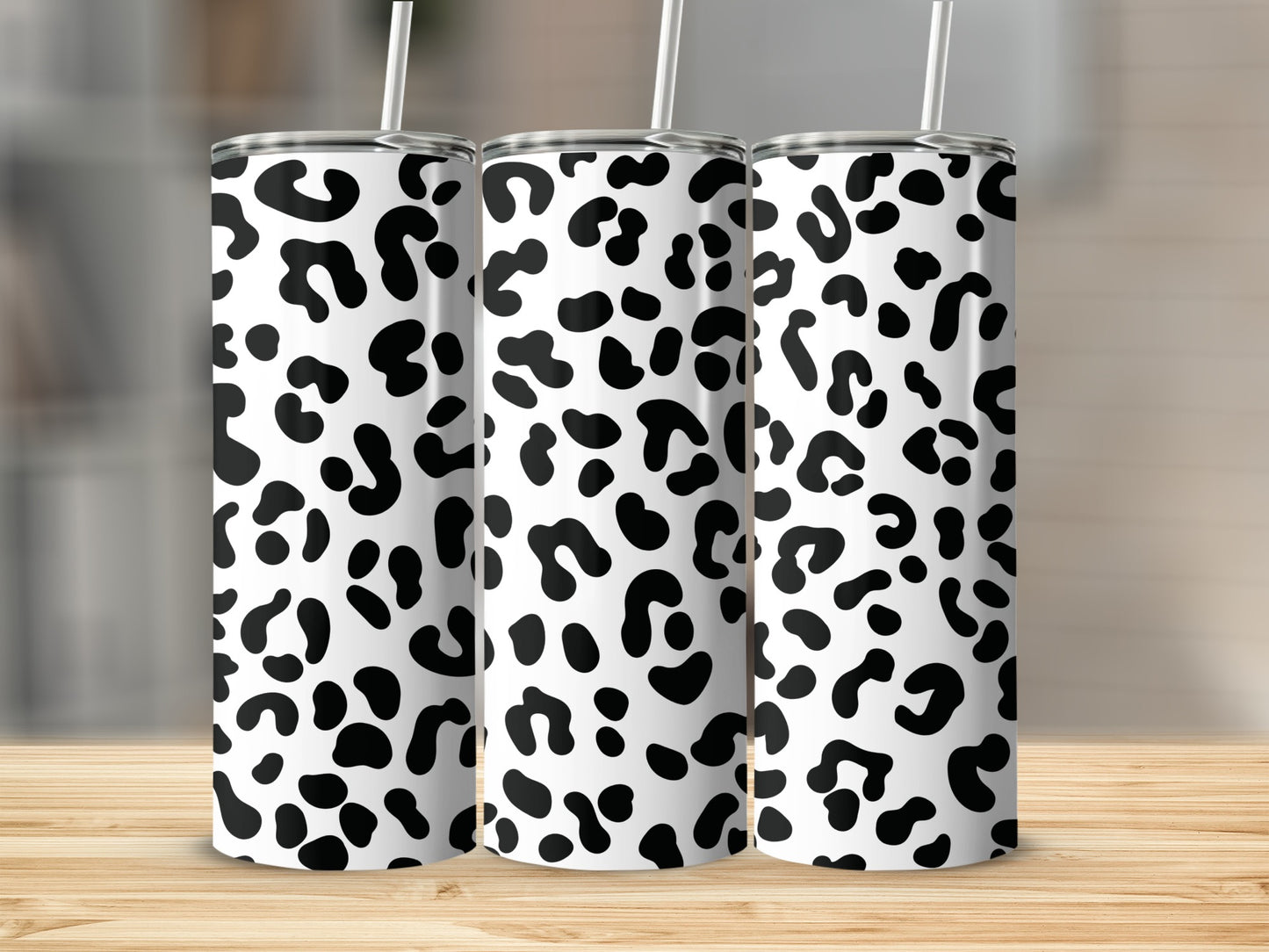 Black and White Cow Print Tumbler Cup Unique Design