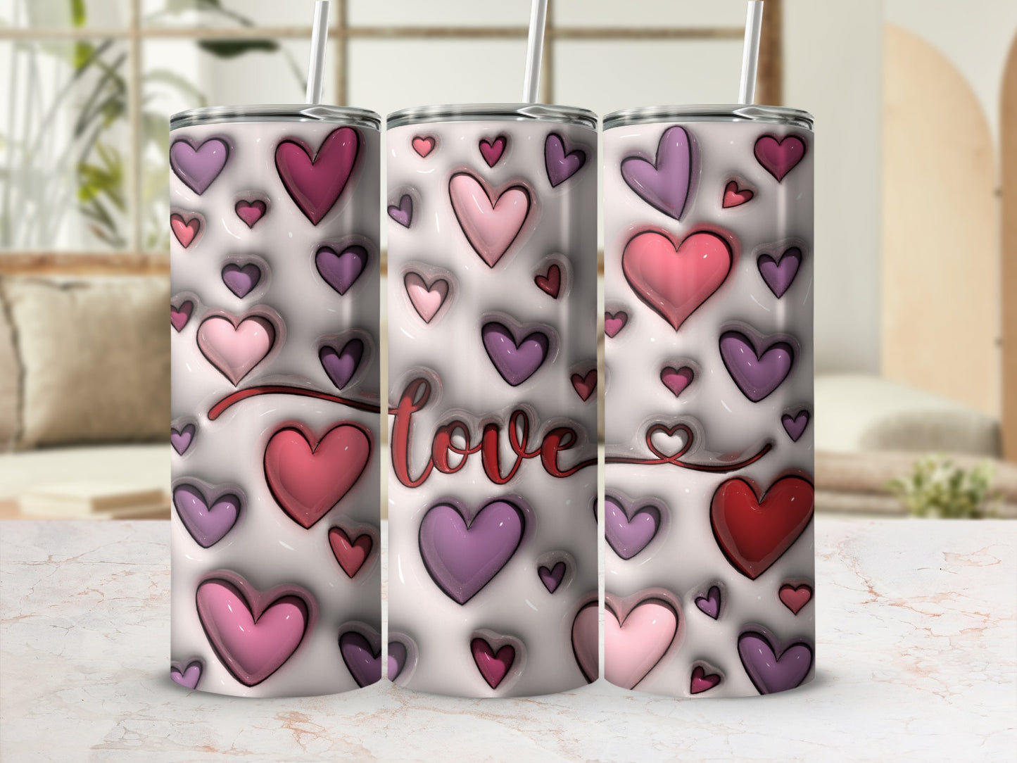 Bubbly Pink Purple Hearts Love Lettering Valentines Design product type