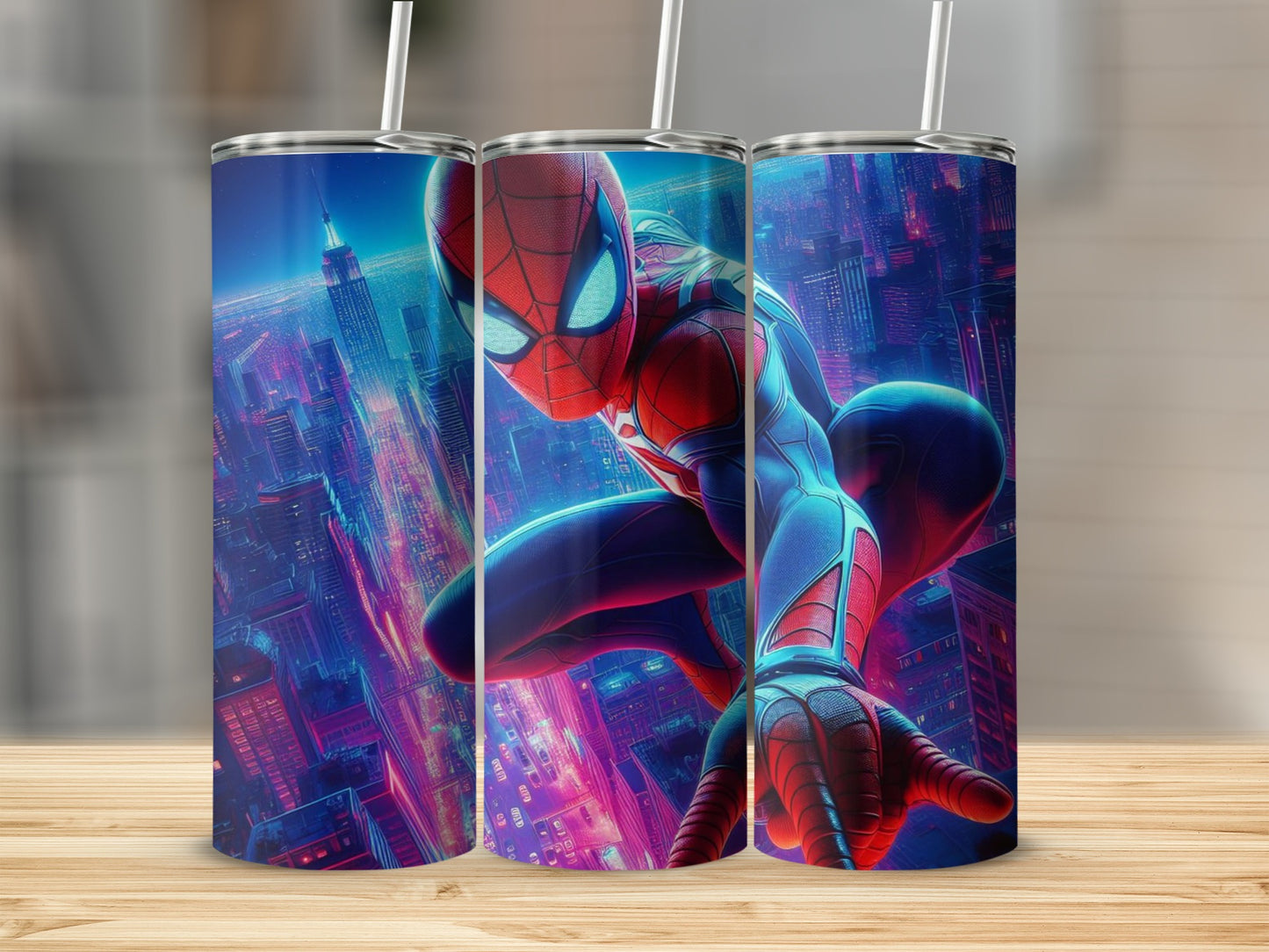Spider Superhero Design Insulated Tumbler with Straw