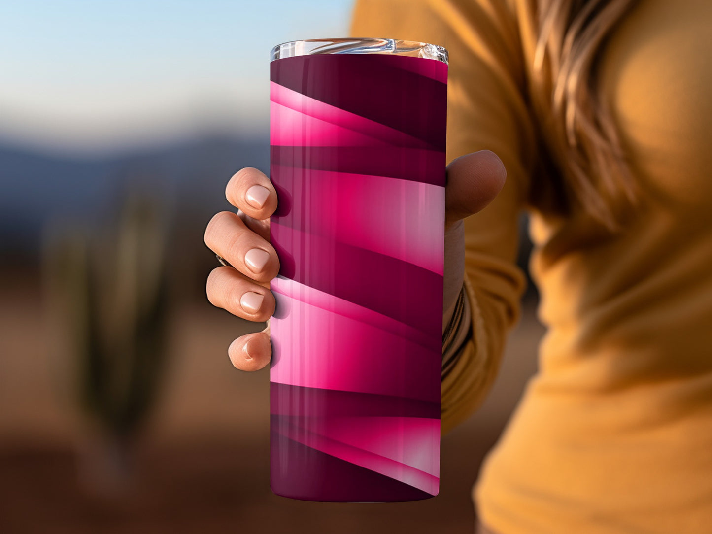 Pink Dark Waves Pattern Abstract Design Fancy Tumblers
