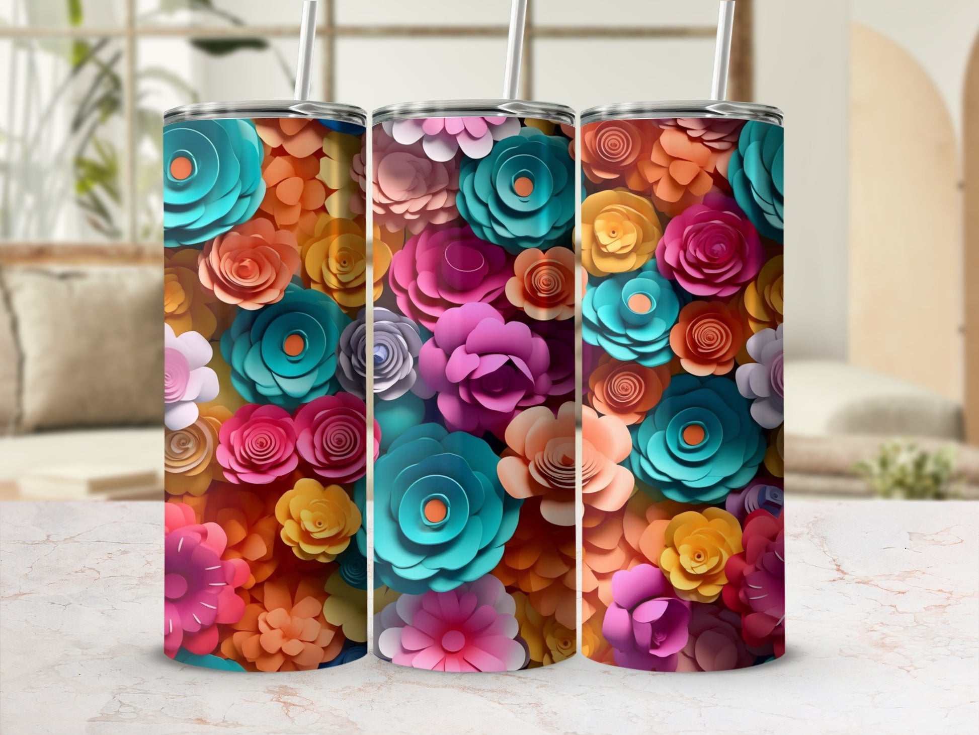 Colorful Floral Patterned Tumblers for Hydration Flask