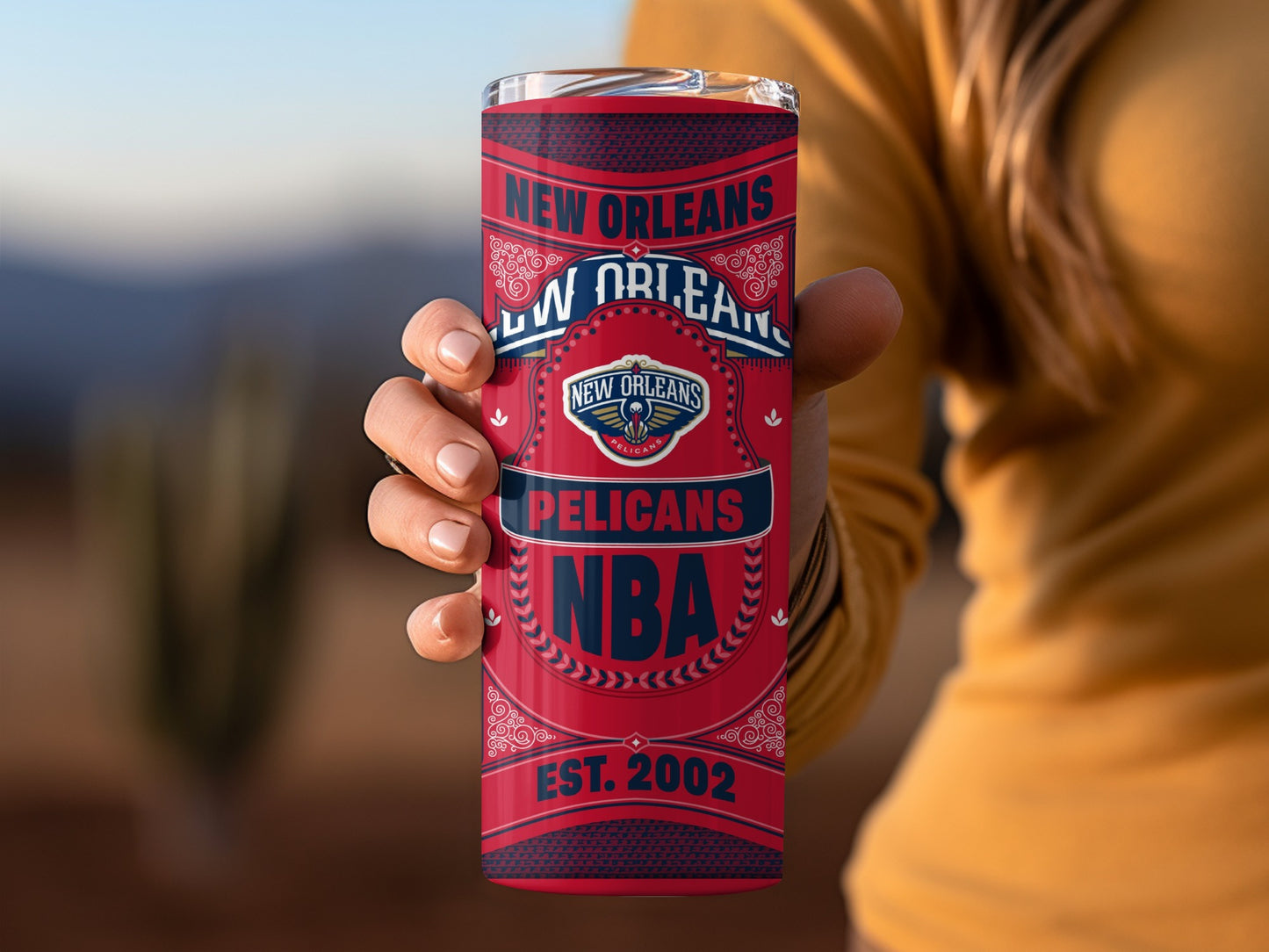 New Orleans Pelicans NBA Design Est 2002 Artwork Tumbler