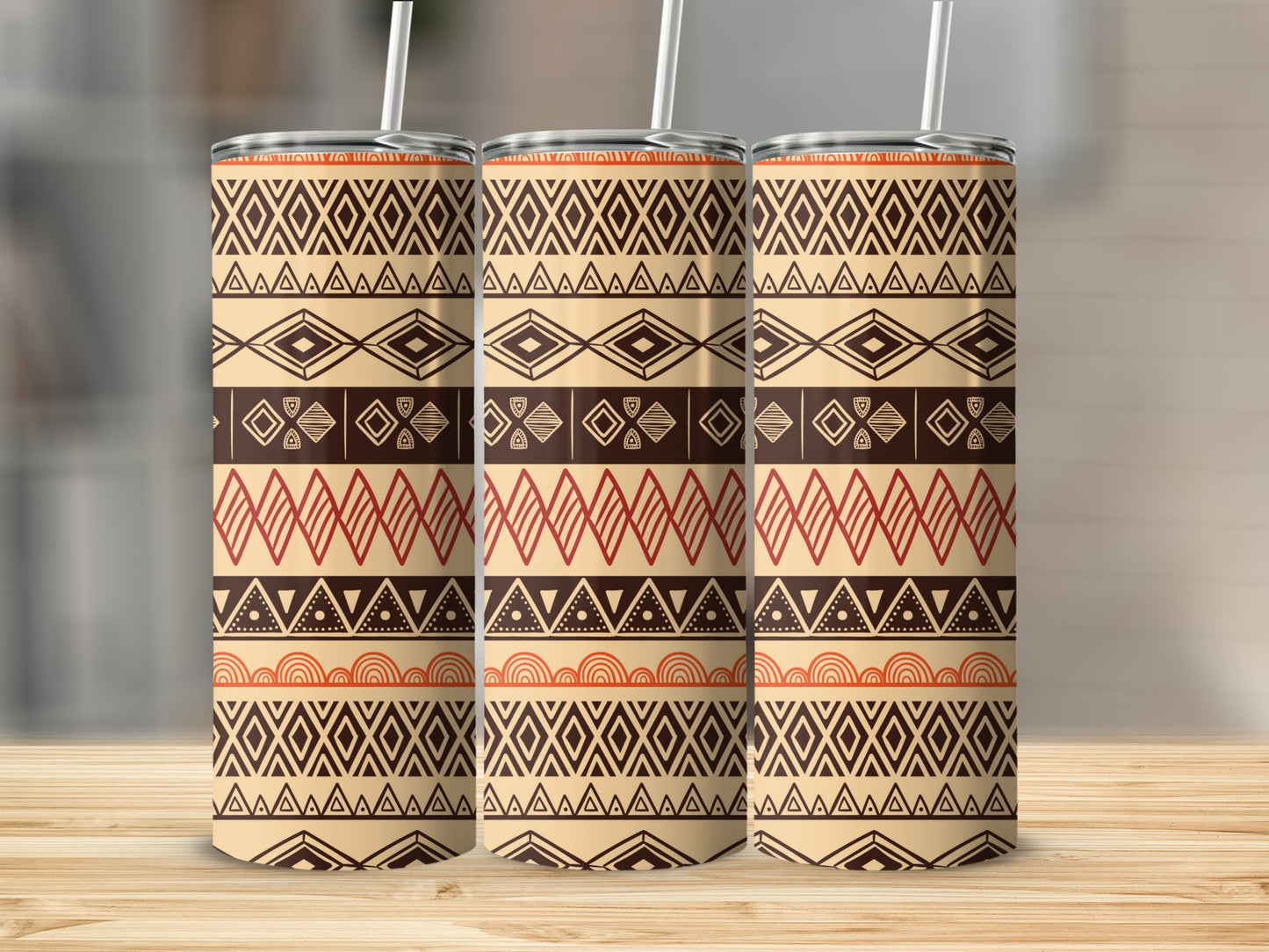Geometric Tribal Pattern Insulated Tumbler