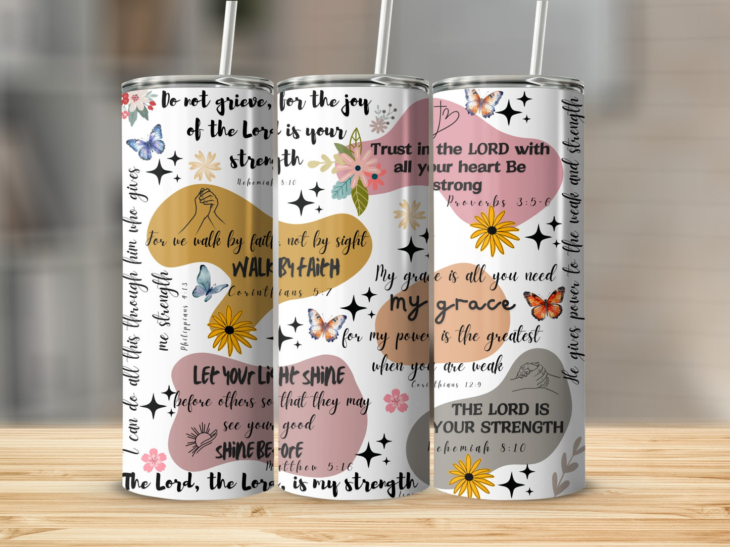 Inspirational Bible Verse Quotes Tumbler for Daily Motivation