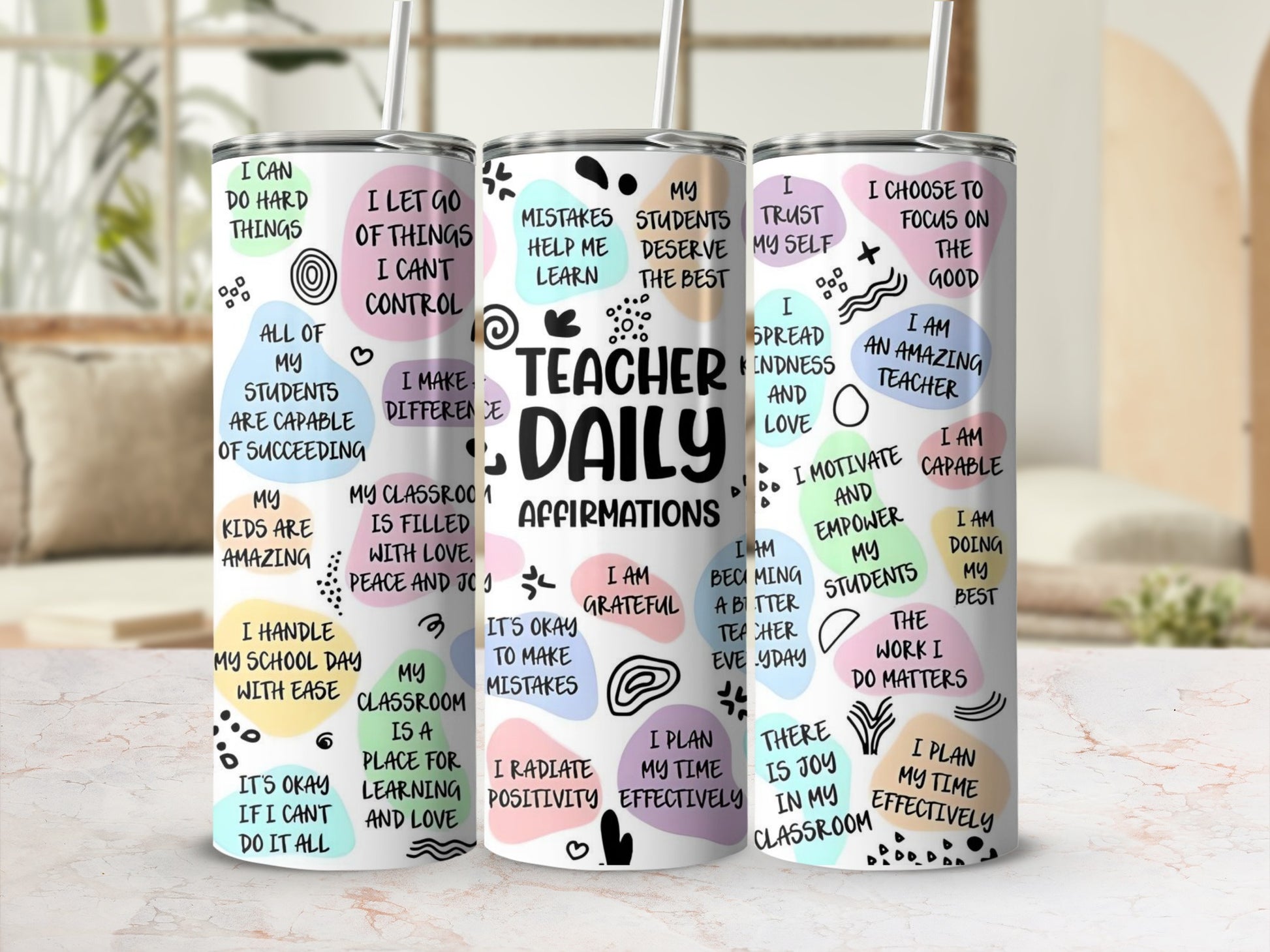 Teacher Daily Affirmations Motivational Tumbler Cup