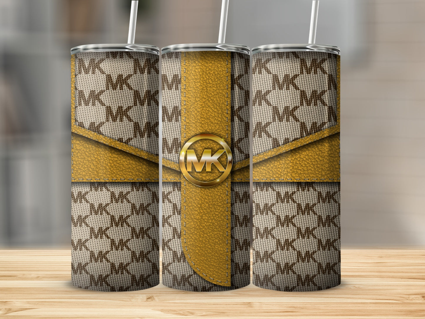 Stylish MK Monogram Patterned Insulated Tumbler