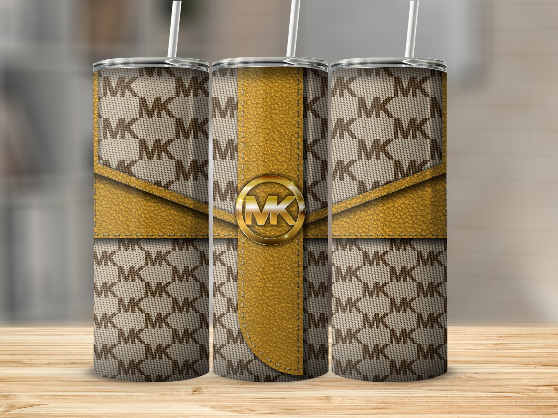 Stylish MK Monogram Patterned Insulated Tumbler