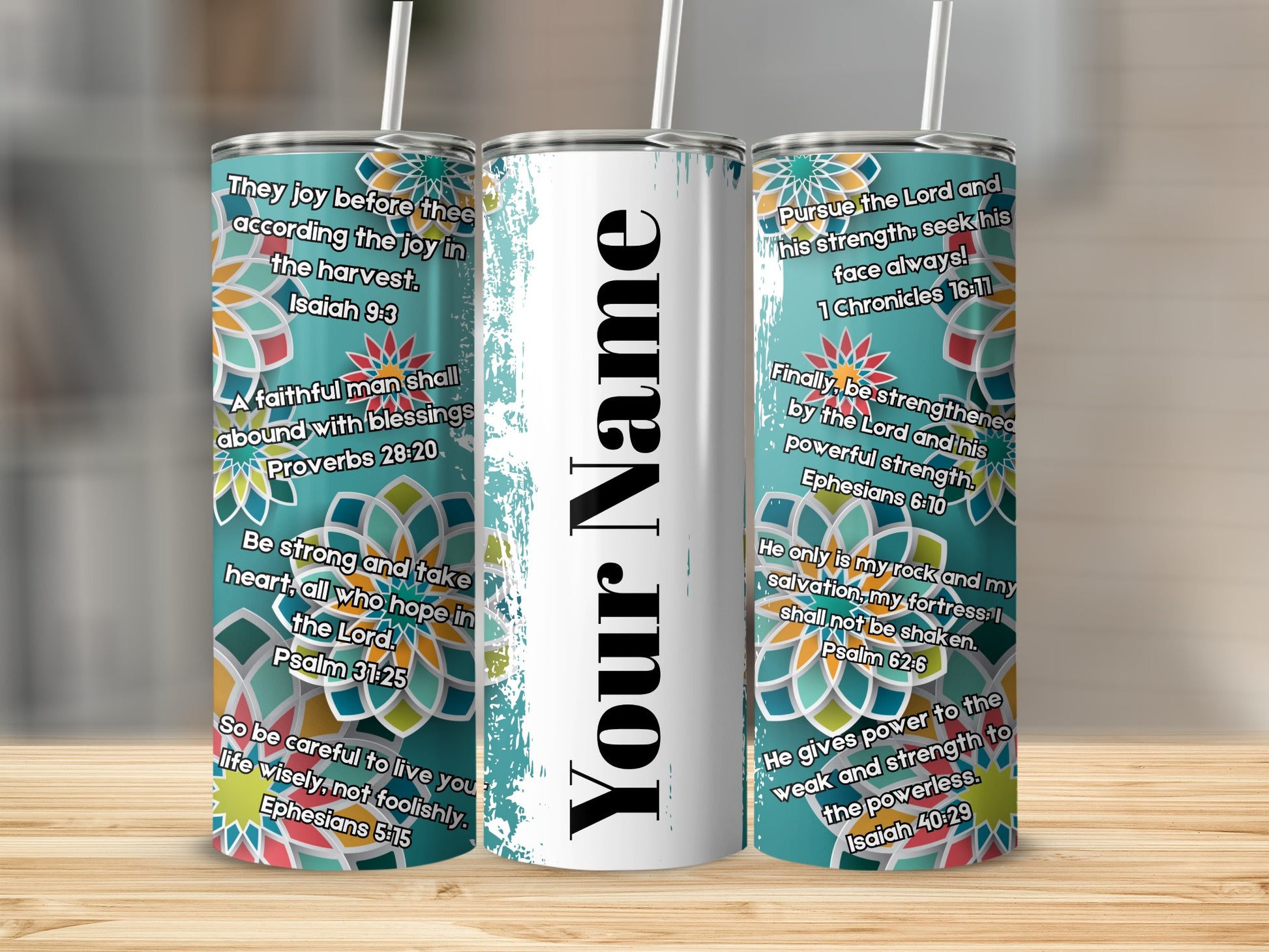 Colorful Inspirational Bible Verses Customizable Tumbler